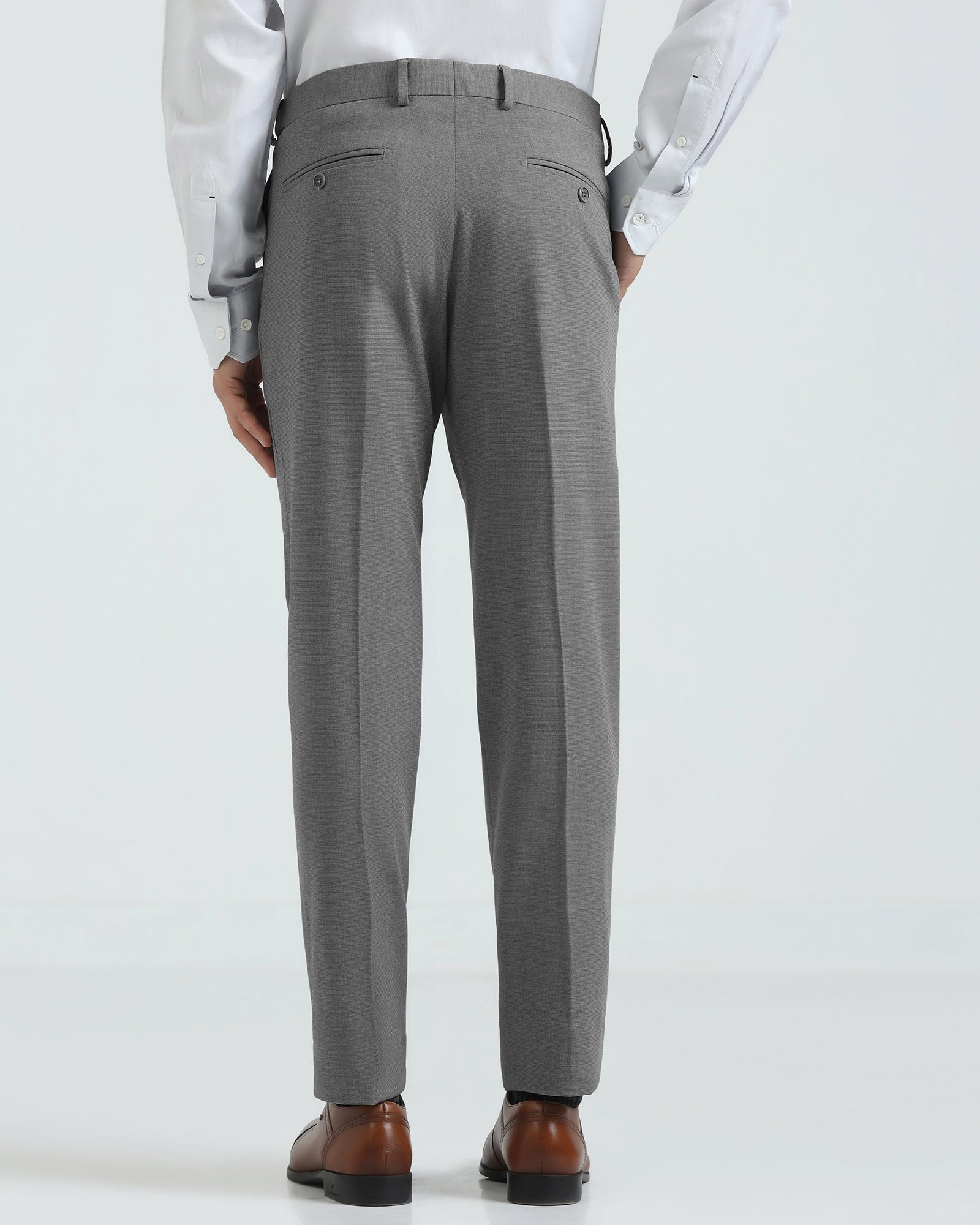 Slim Comfort B-95 Formal Grey Textured Trouser - Hilton