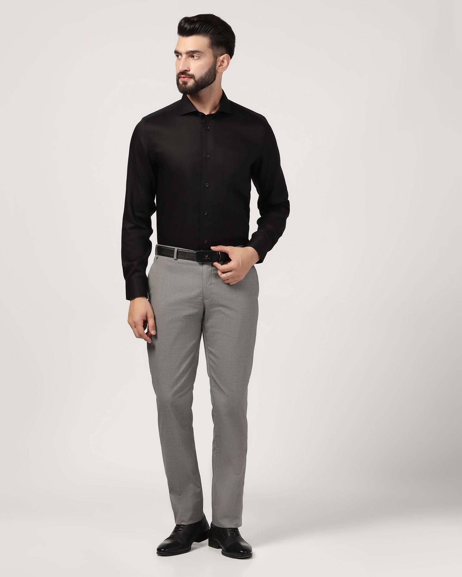 Slim Comfort B-95 Formal Grey Textured Trouser - Misco