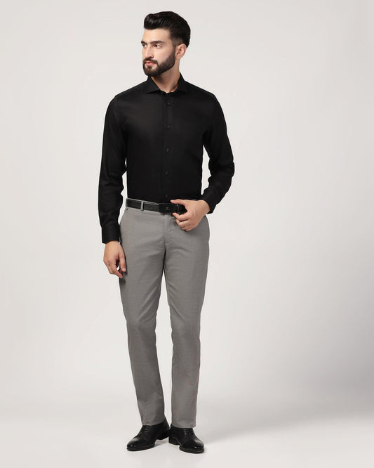 Slim Comfort B-95 Formal Grey Textured Trouser - Misco