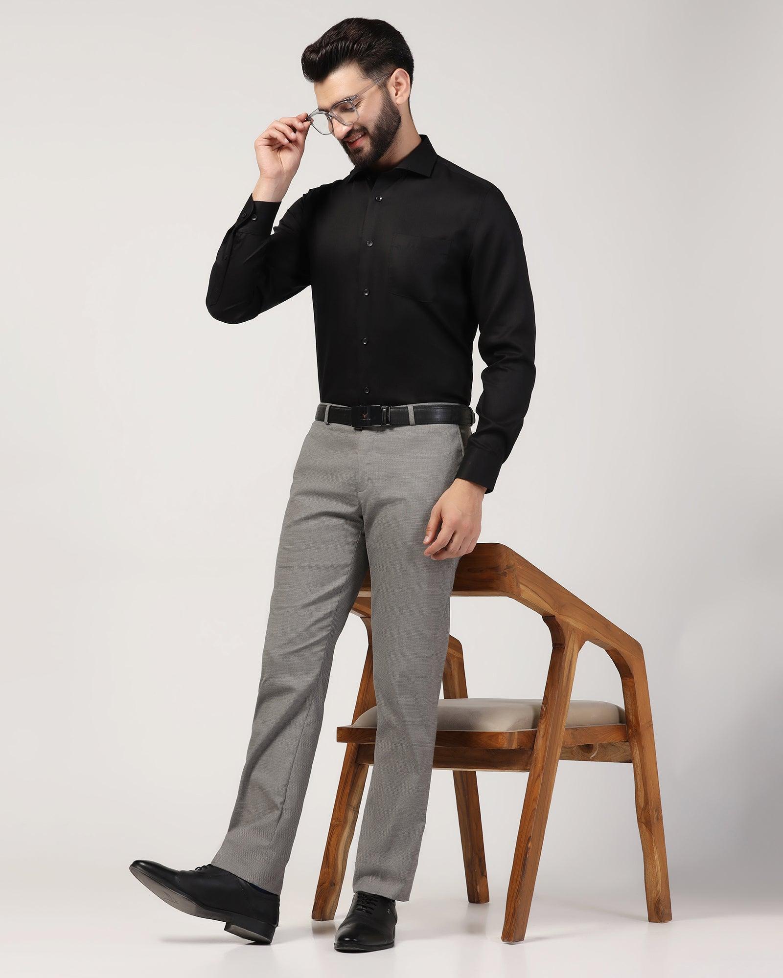 Slim Comfort B-95 Formal Grey Textured Trouser - Misco - Blackberrys