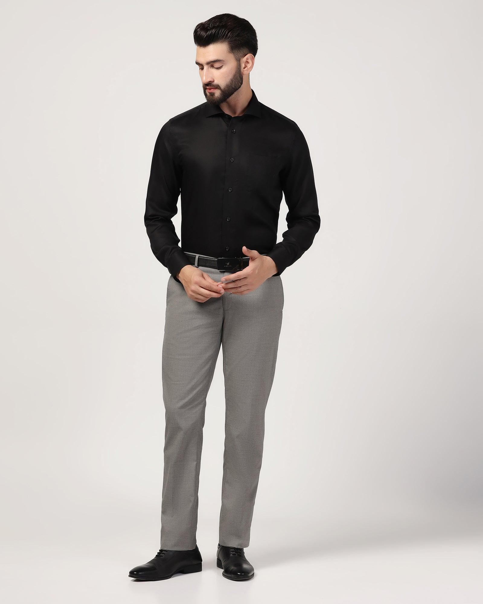 Slim Comfort B-95 Formal Grey Textured Trouser - Misco - Blackberrys
