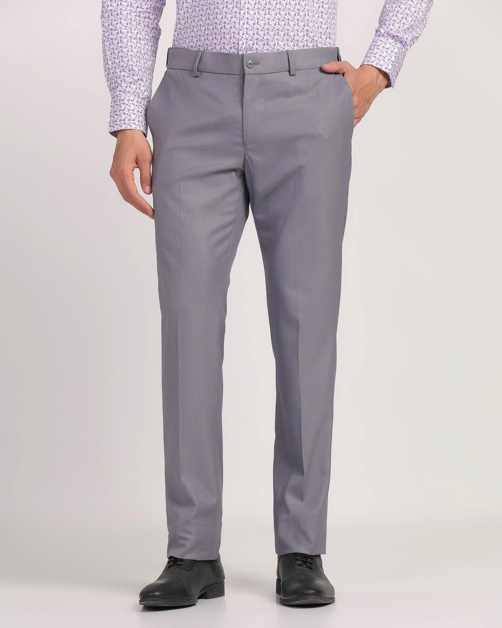 Slim Comfort B-95 Formal Grey Textured Trouser - Passion - Blackberrys
