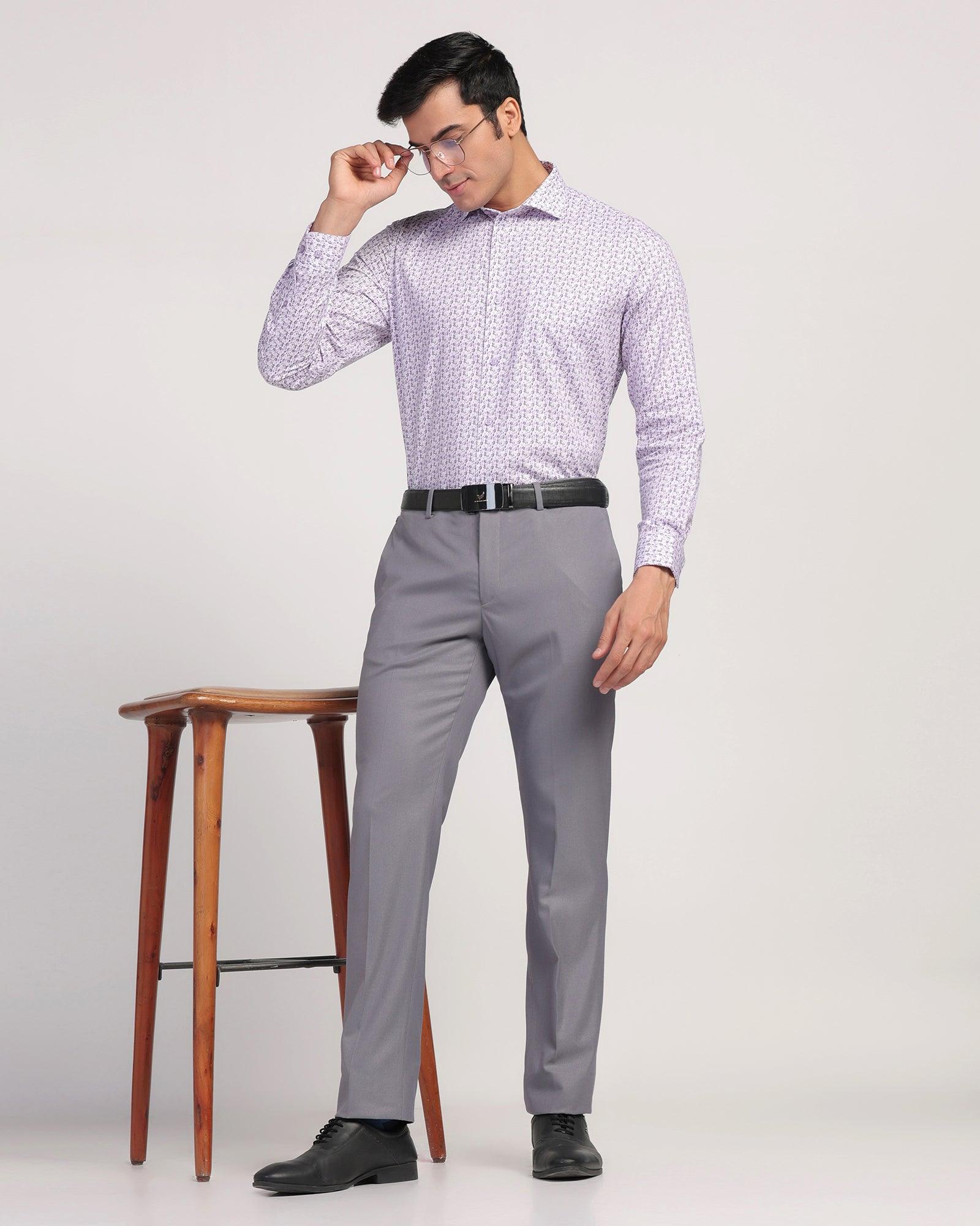 Slim Comfort B-95 Formal Grey Textured Trouser - Passion - Blackberrys