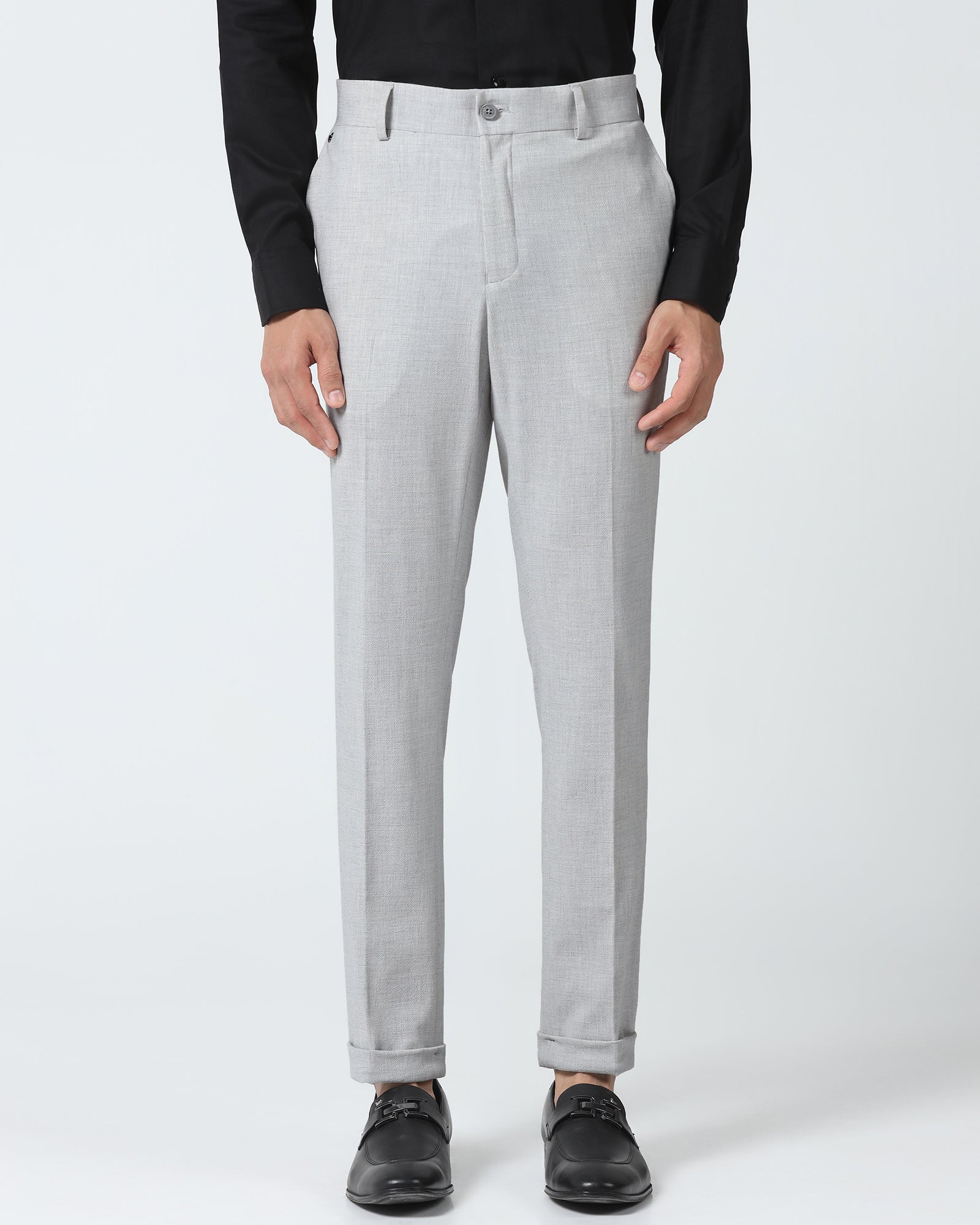 Slim Comfort B-95 Formal Grey Textured Trouser - Veneta