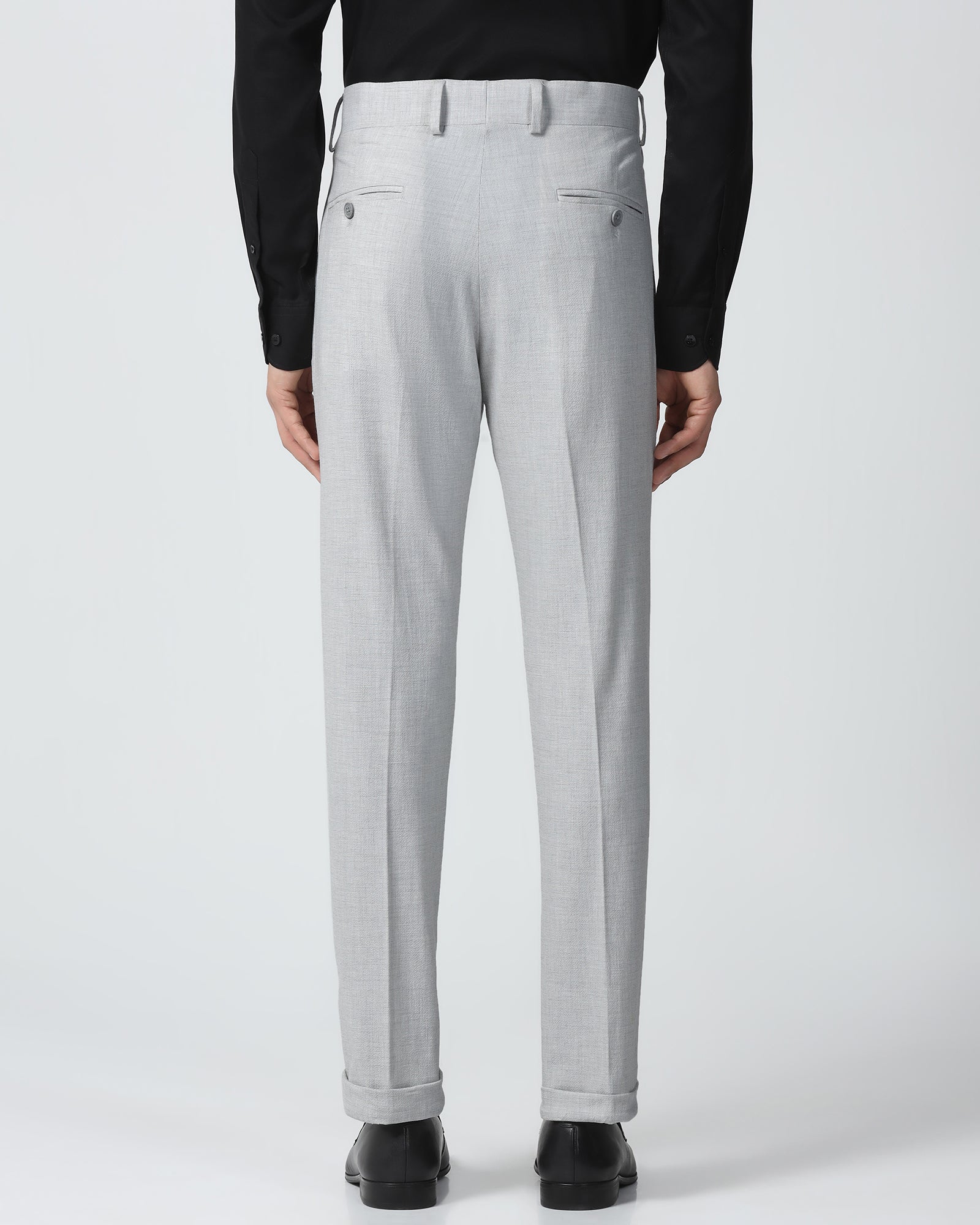 Slim Comfort B-95 Formal Grey Textured Trouser - Veneta