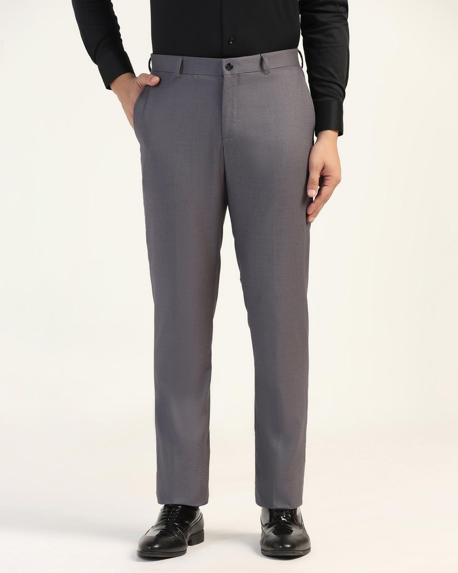 Slim Comfort B-95 Formal Grey Textured Trouser - Zeta