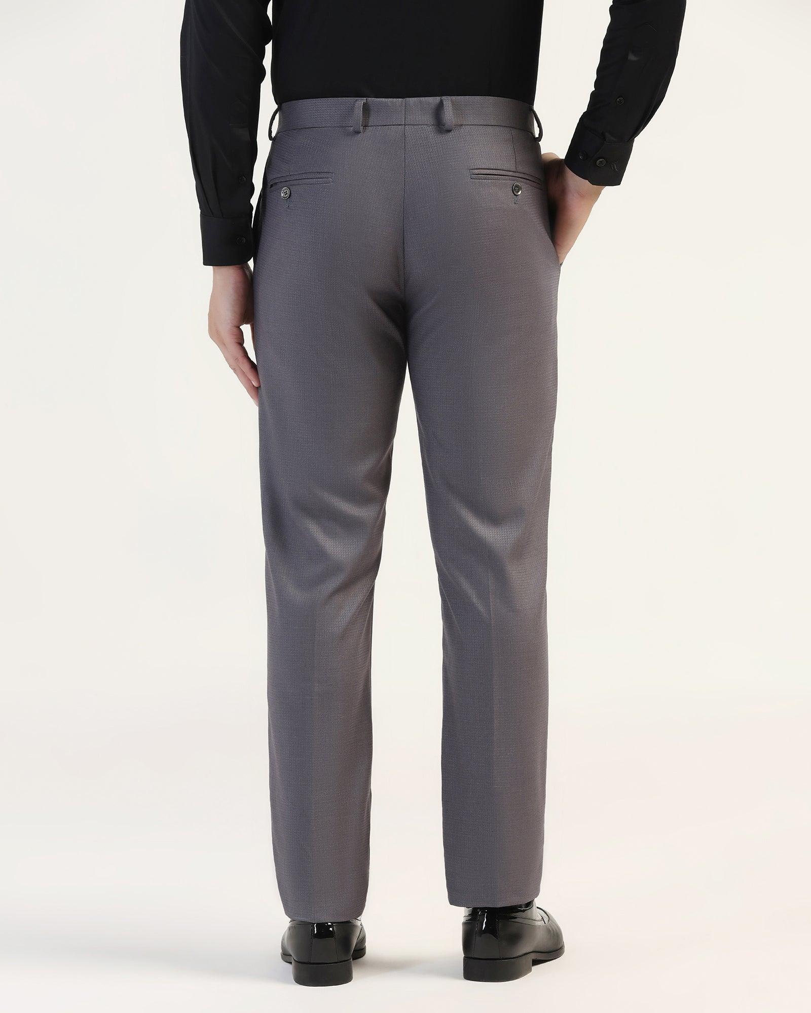 Slim Comfort B-95 Formal Grey Textured Trouser - Zeta
