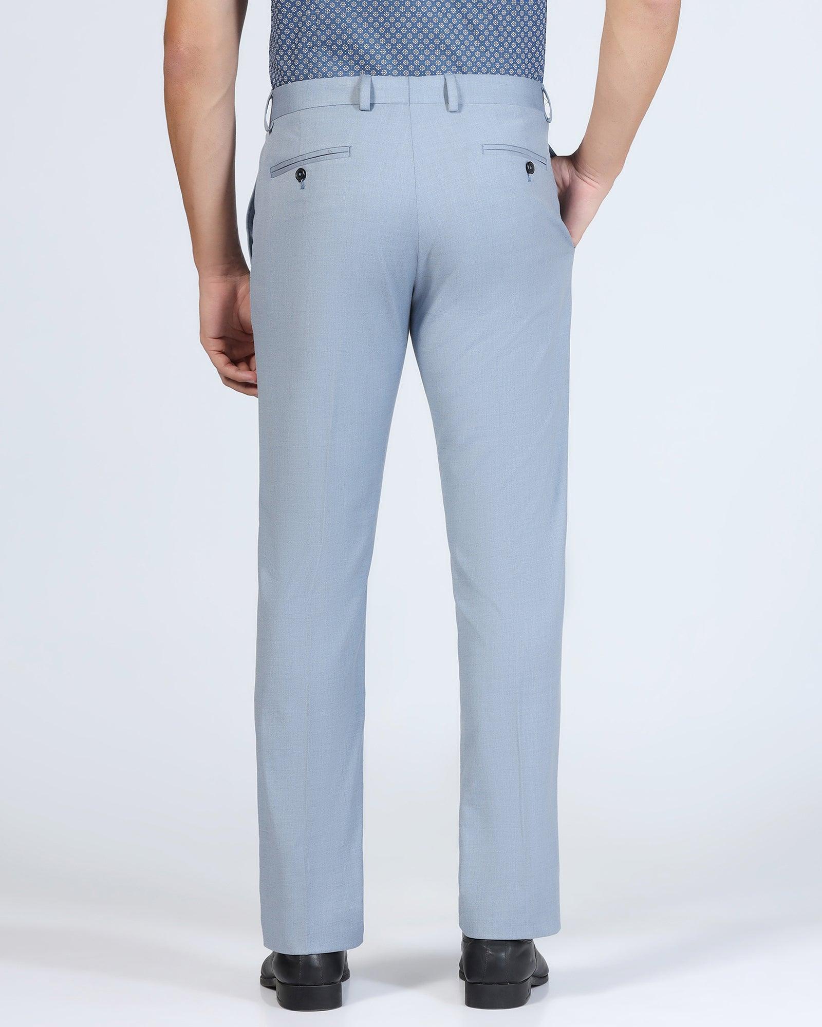 Slim Comfort B-95 Formal Light Blue Solid Trouser - Eldorado