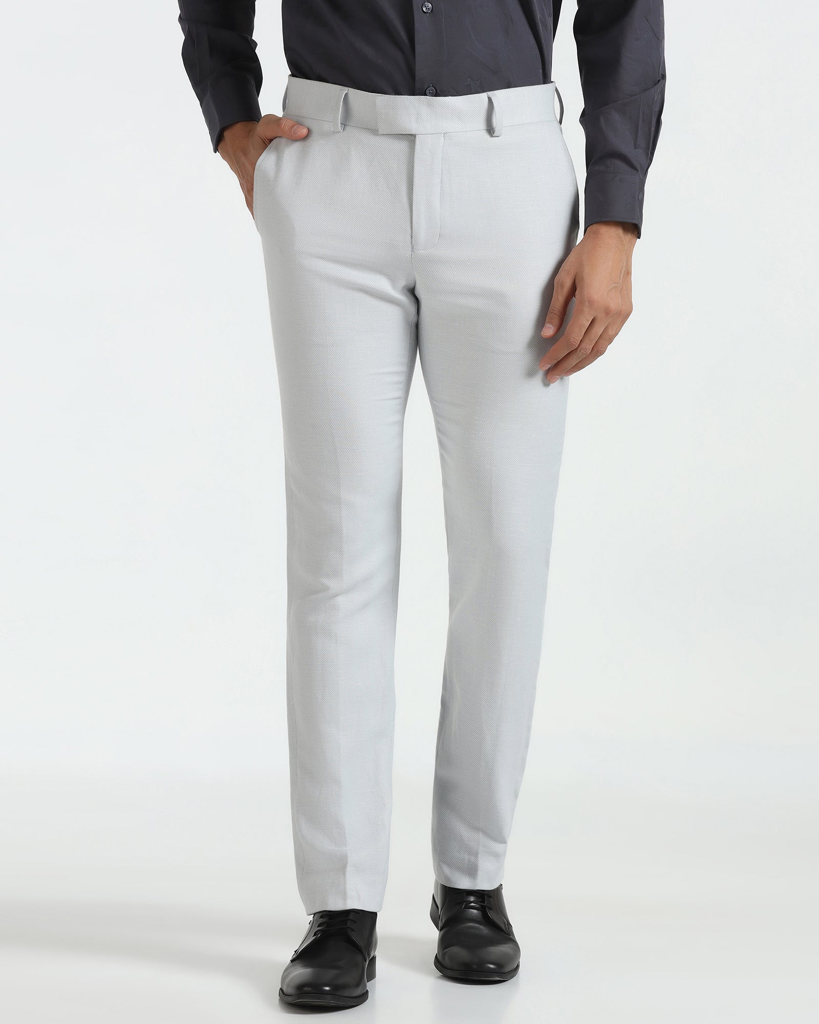 Slim Comfort B-95 Formal Light Blue Textured Trouser - Flora