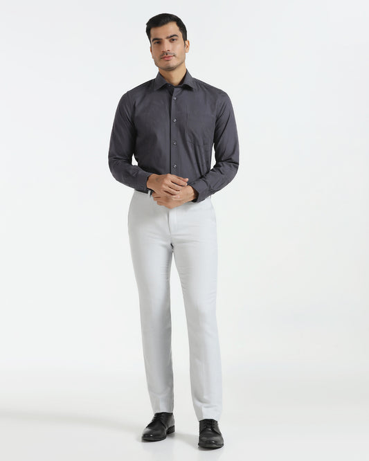Slim Comfort B-95 Formal Light Blue Textured Trouser - Flora