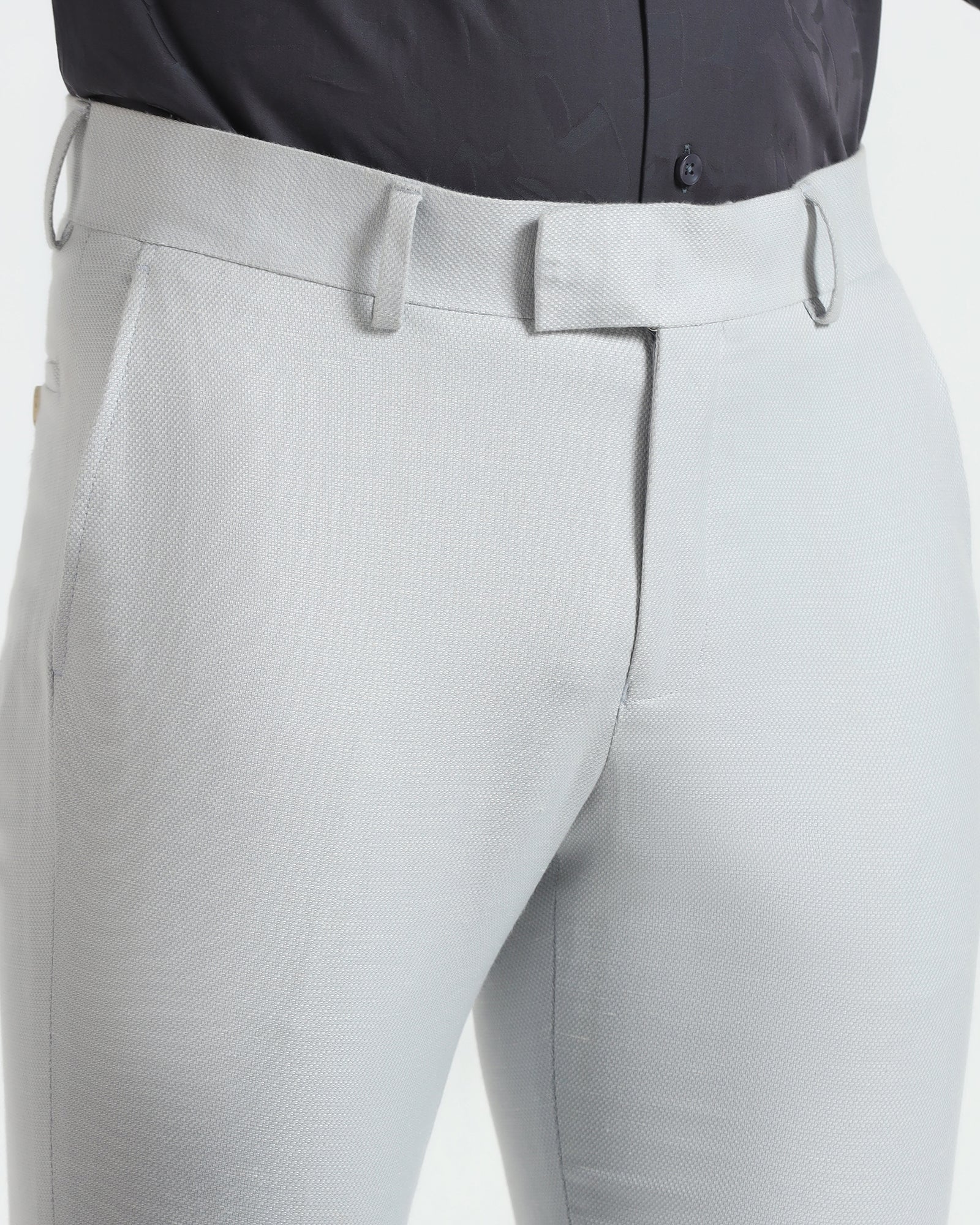 Slim Comfort B-95 Formal Light Blue Textured Trouser - Flora