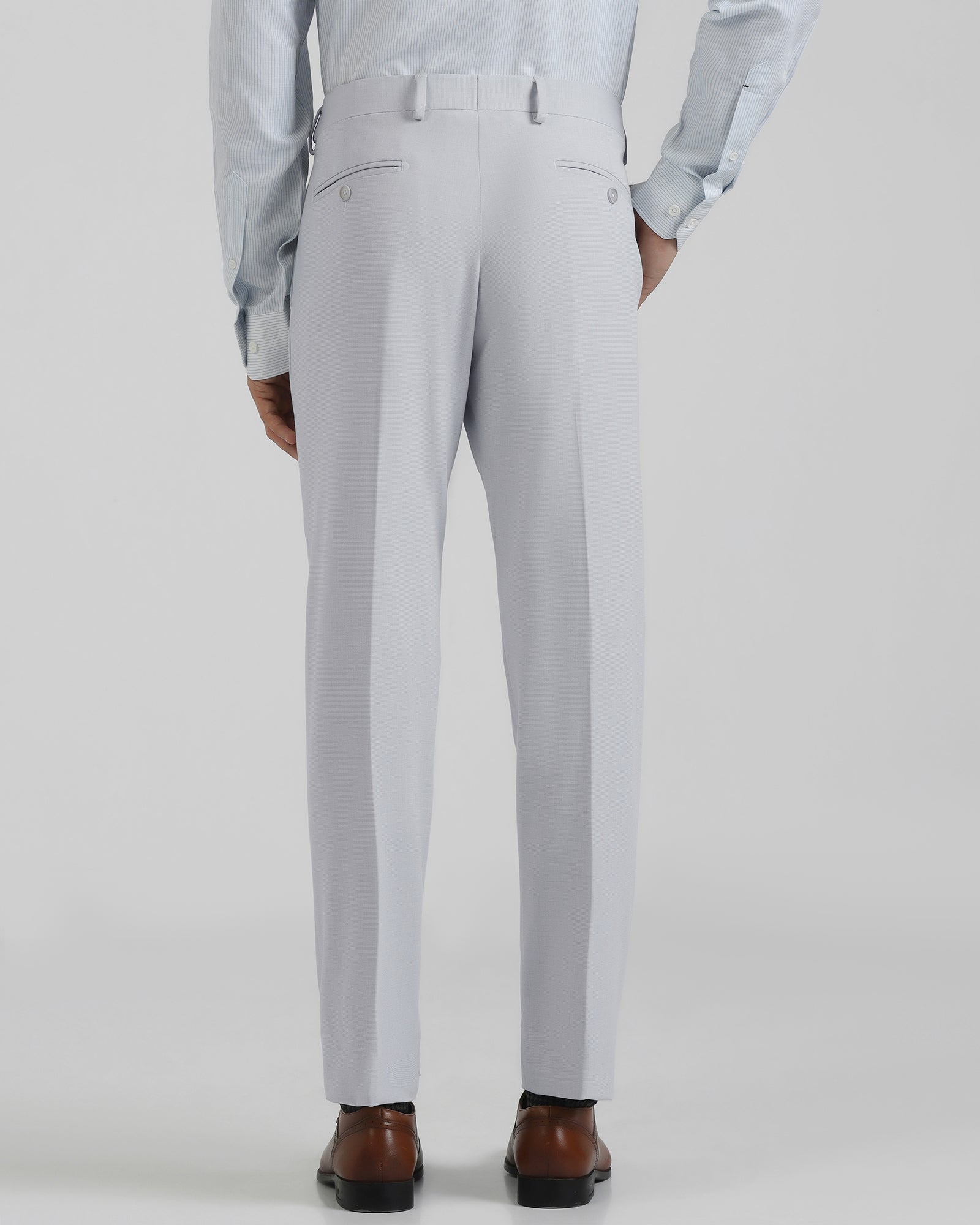 Slim Comfort B-95 Formal Light Blue Textured Trouser - Hilton