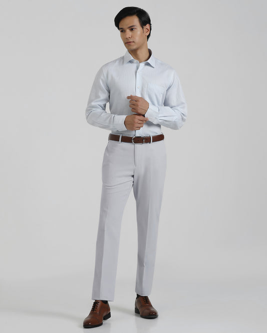 Slim Comfort B-95 Formal Light Blue Textured Trouser - Hilton