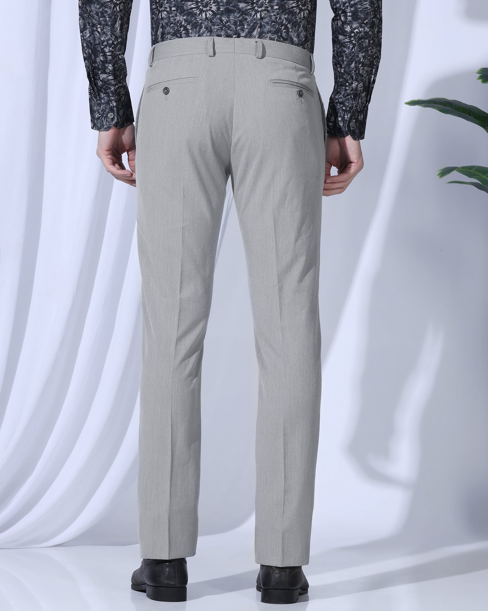 Slim Comfort B-95 Formal Light Grey Solid Trouser - Act
