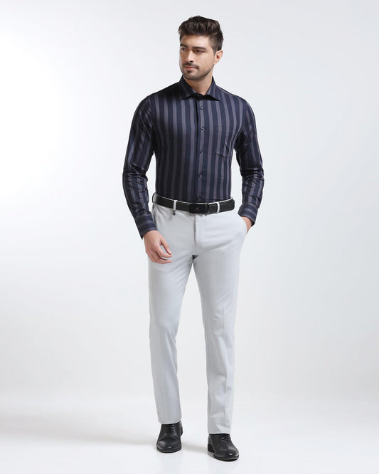 Slim Comfort B-95 Formal Light Grey Solid Trouser - Raider