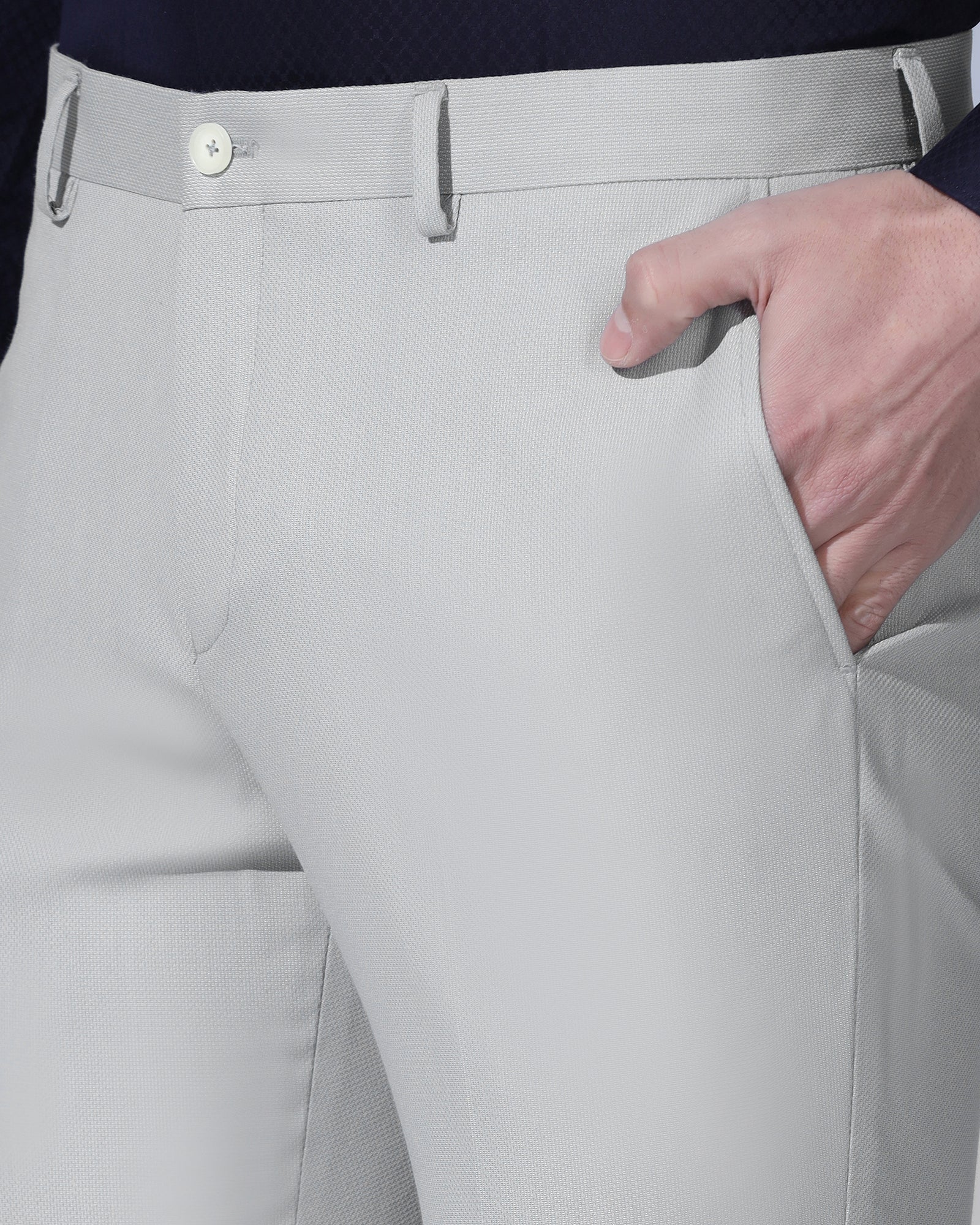 Slim Comfort B-95 Formal Light Grey Textured Trouser - Coach