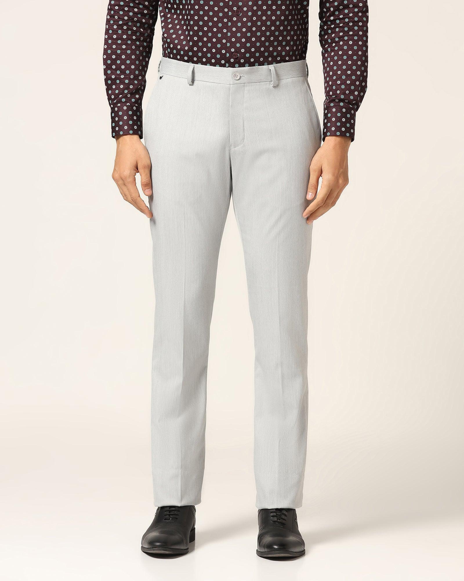 Slim Comfort B-95 Formal Light Grey Textured Trouser - Luna - Blackberrys