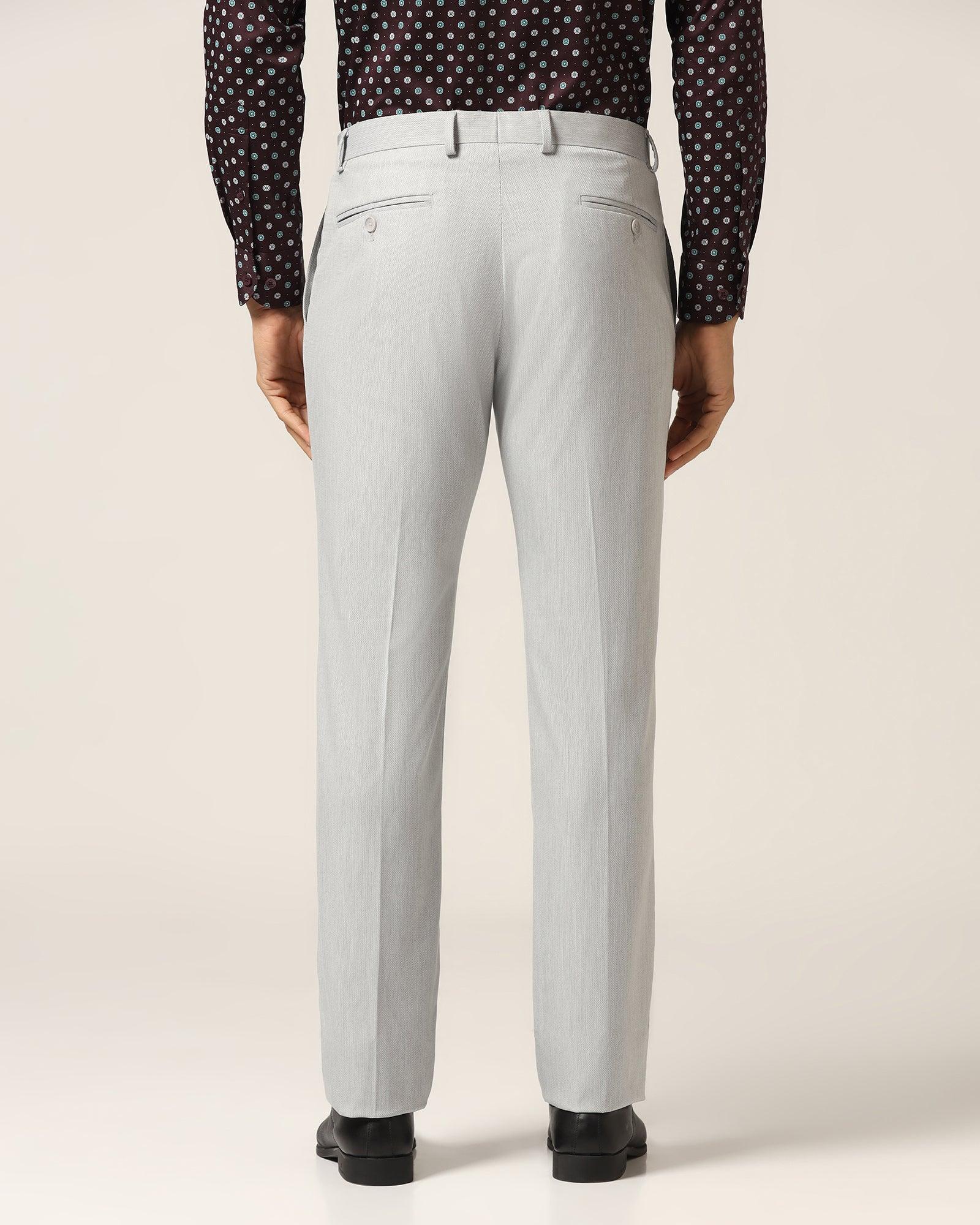 Slim Comfort B-95 Formal Light Grey Textured Trouser - Luna - Blackberrys