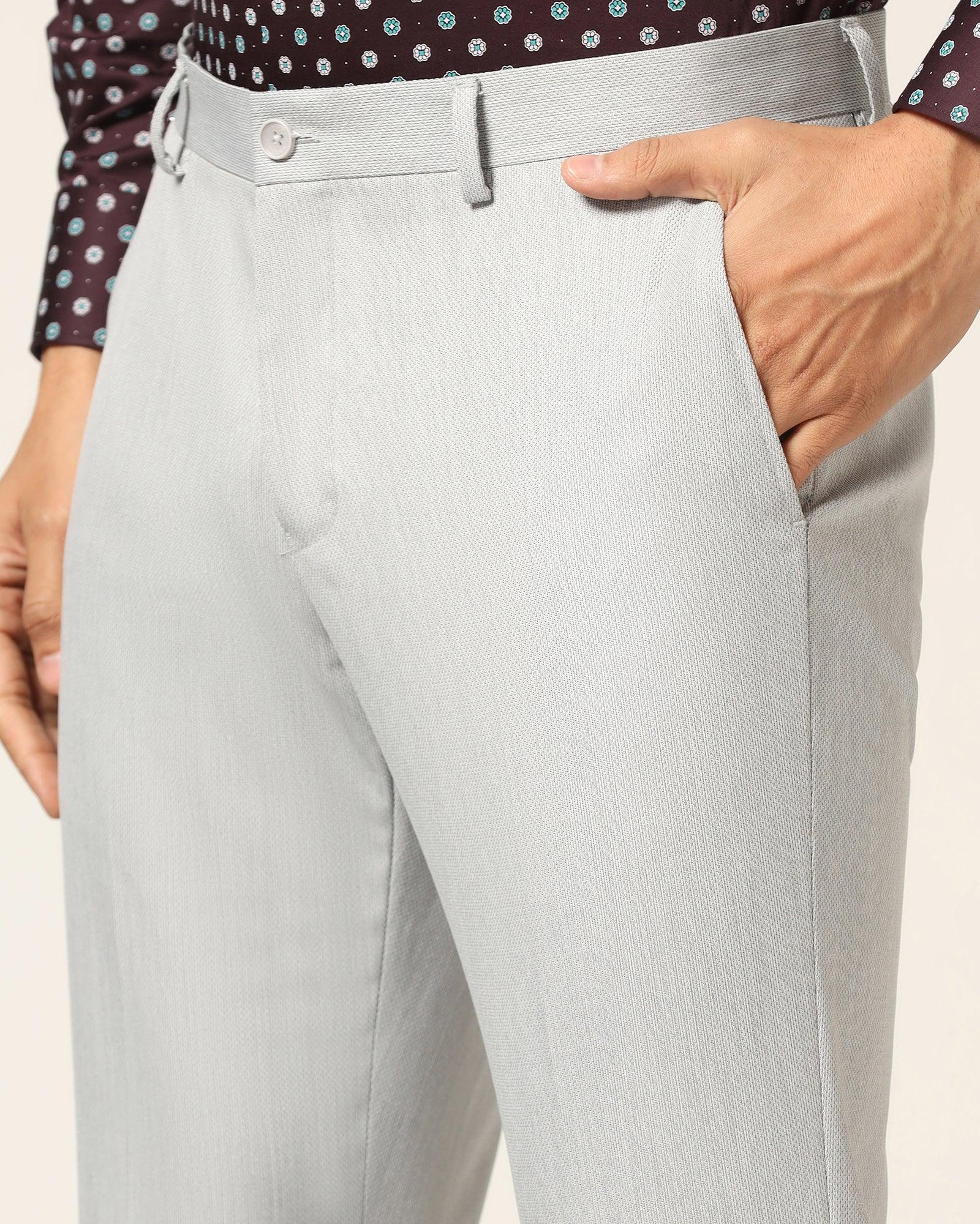 Slim Comfort B-95 Formal Light Grey Textured Trouser - Luna - Blackberrys