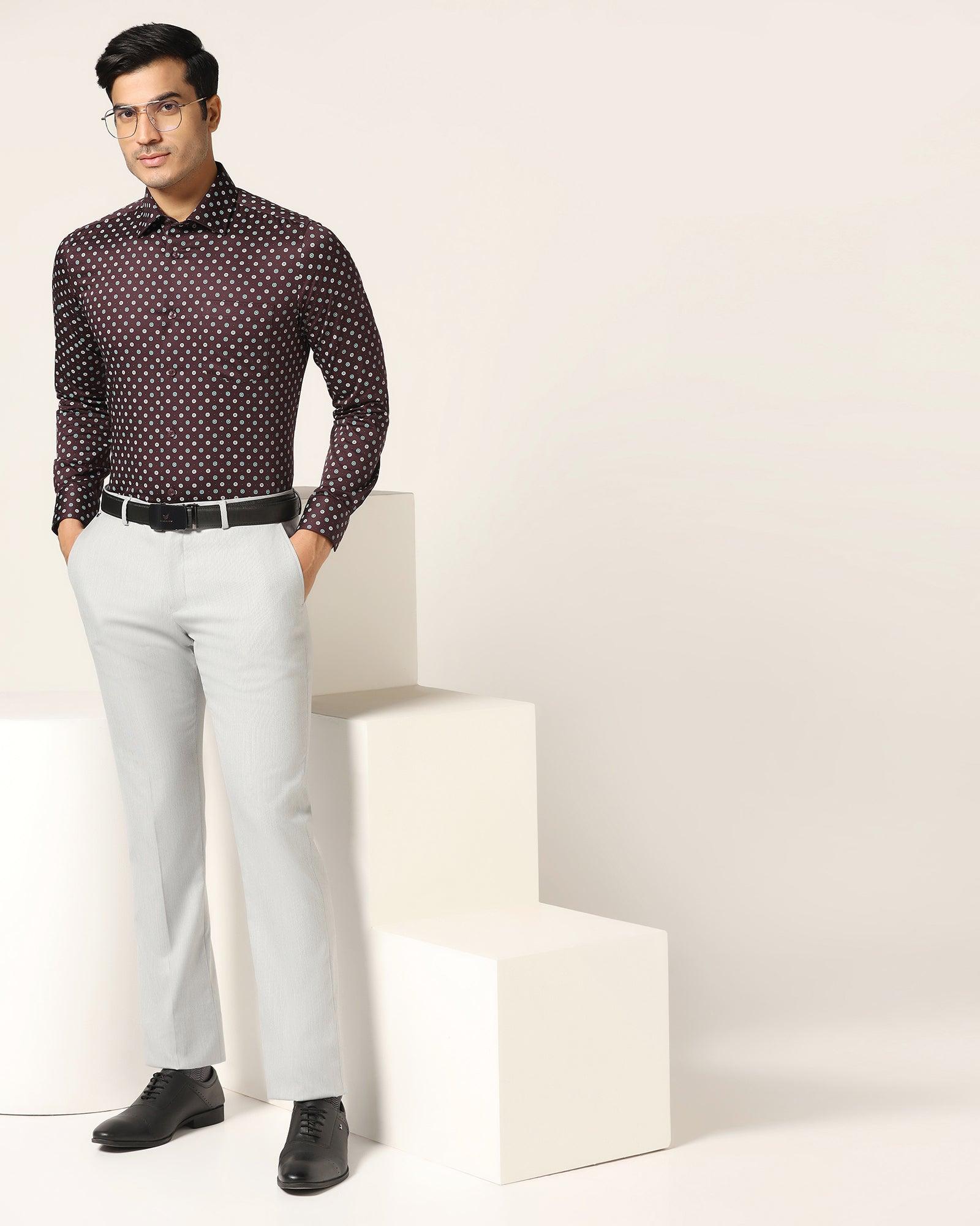 Slim Comfort B-95 Formal Light Grey Textured Trouser - Luna - Blackberrys