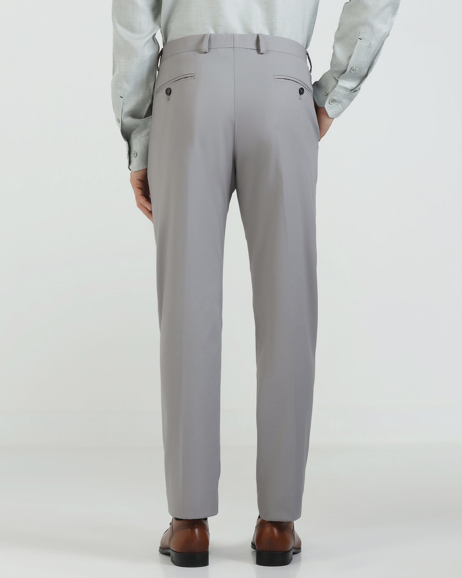 Slim Comfort B-95 Formal Light Grey Textured Trouser - Saint