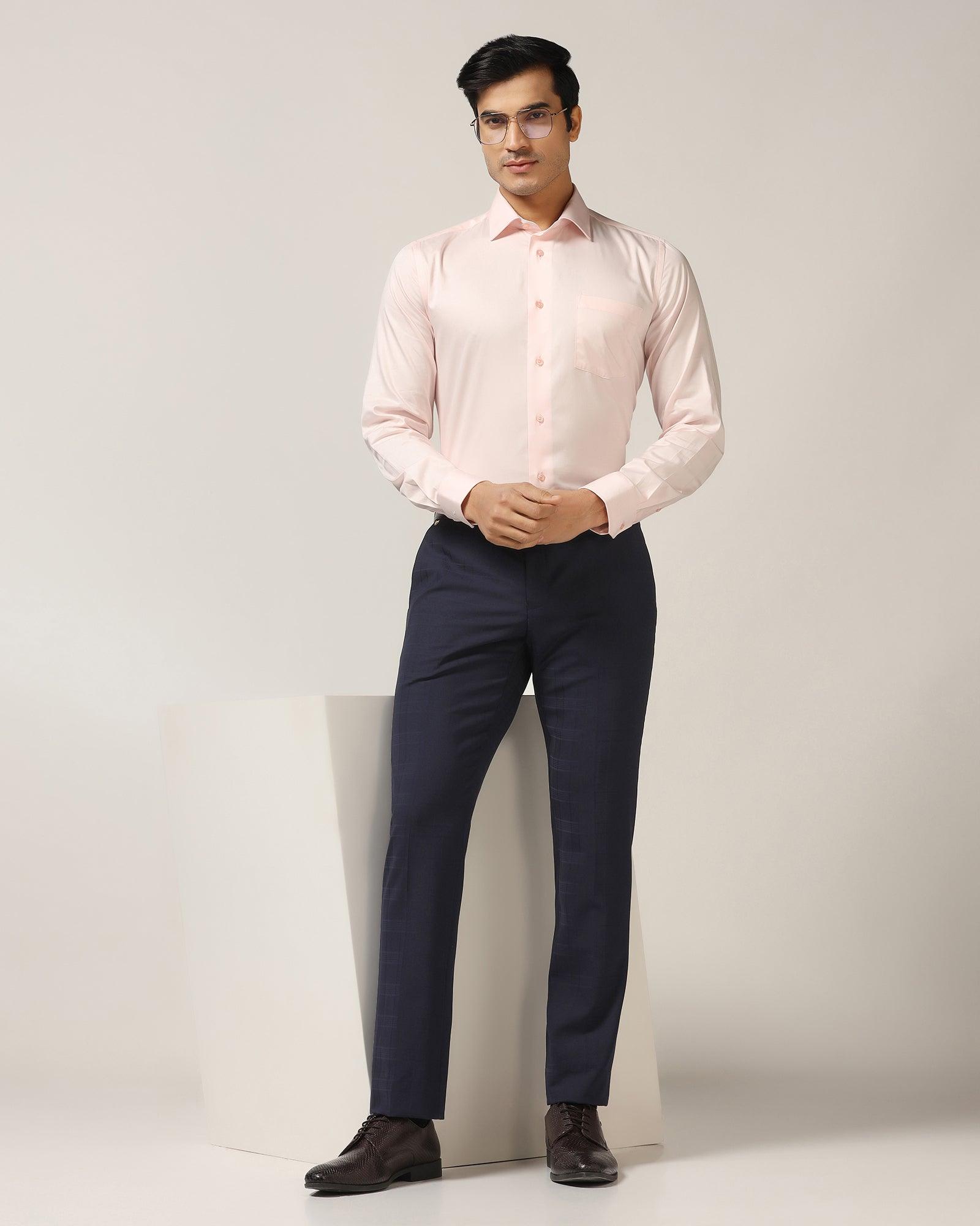 Slim Comfort B-95 Formal Navy Check Trouser - Porcupine - Blackberrys