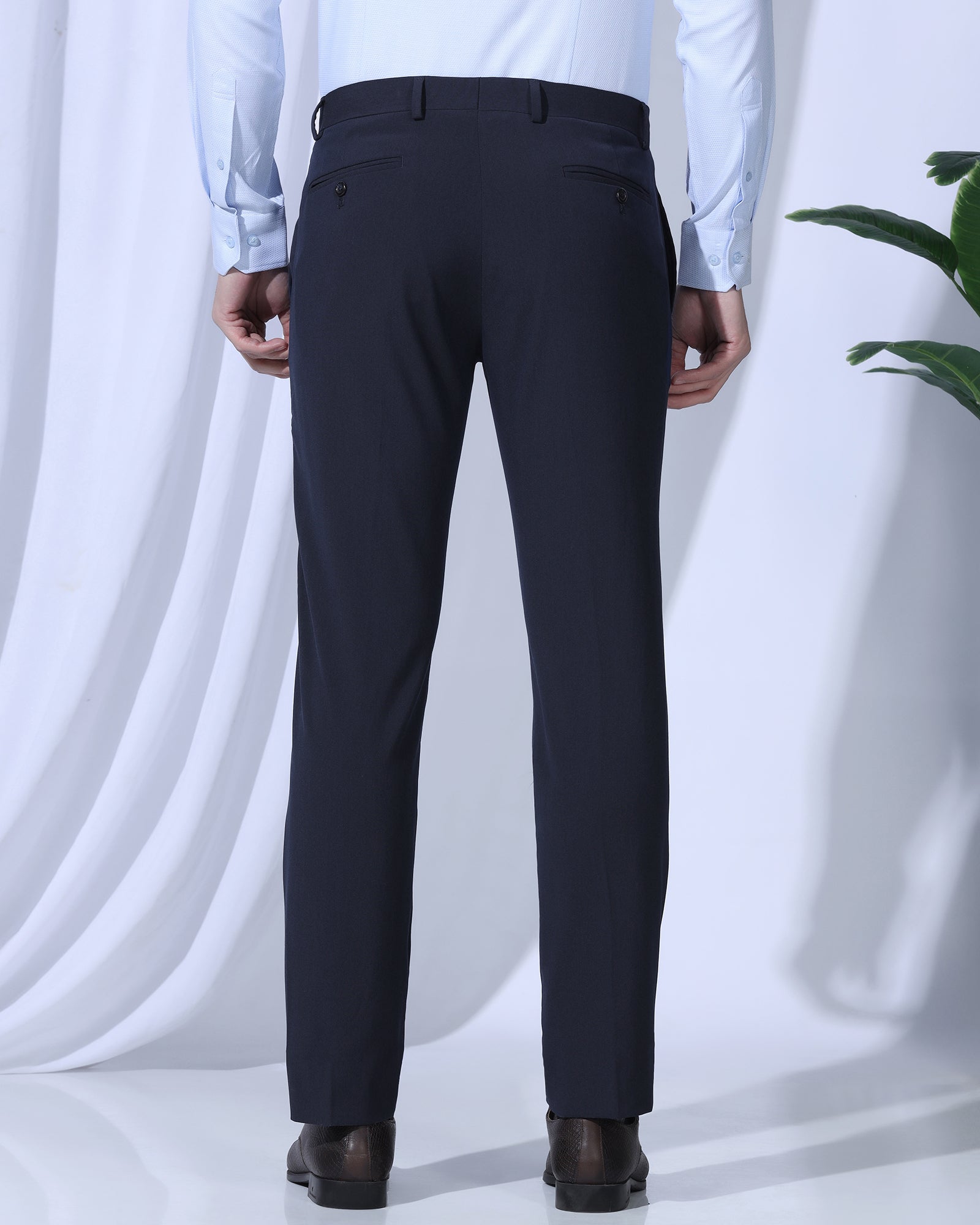 Slim Comfort B-95 Formal Navy Solid Trouser - Dough
