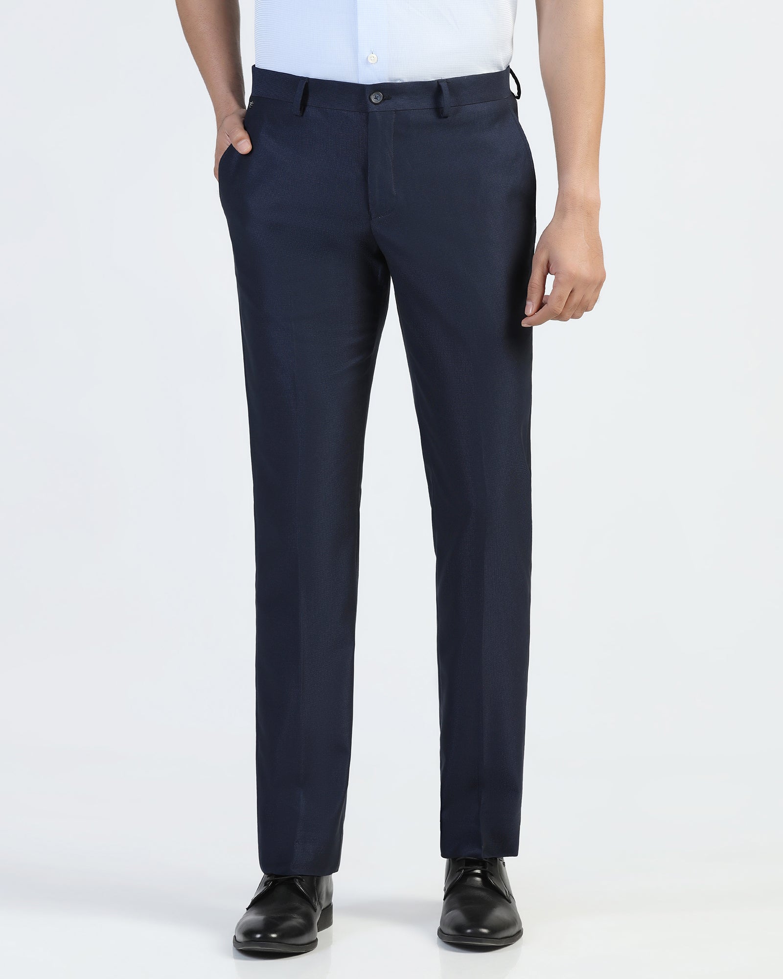 Slim Comfort B-95 Formal Navy Textured Trouser - Amor