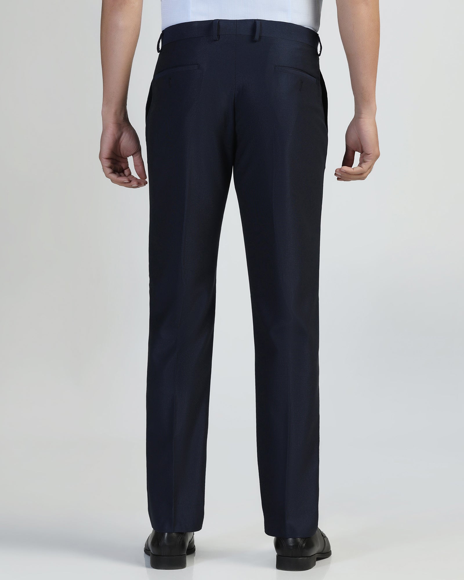 Slim Comfort B-95 Formal Navy Textured Trouser - Amor