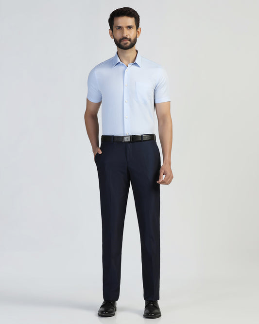 Slim Comfort B-95 Formal Navy Textured Trouser - Amor