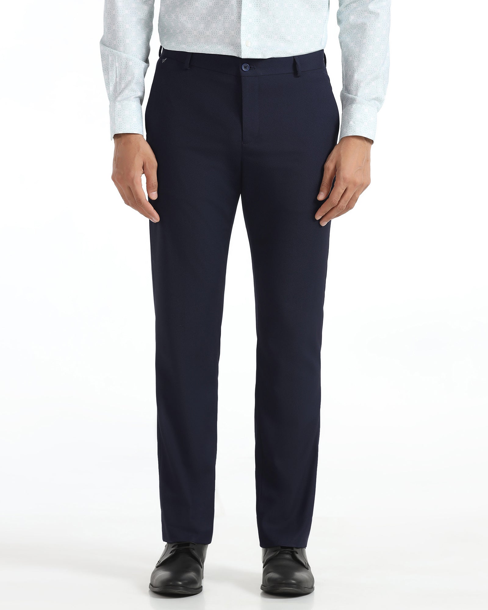 Slim Comfort B-95 Formal Navy Textured Trouser - Campbell