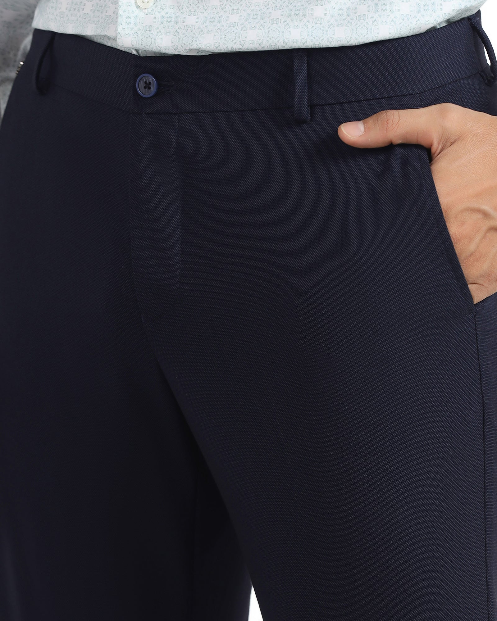 Slim Comfort B-95 Formal Navy Textured Trouser - Campbell