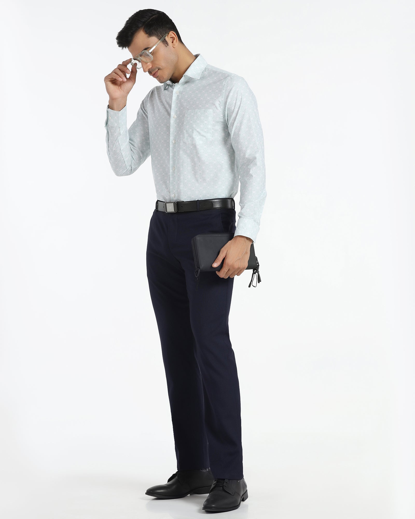 Slim Comfort B-95 Formal Navy Textured Trouser - Campbell