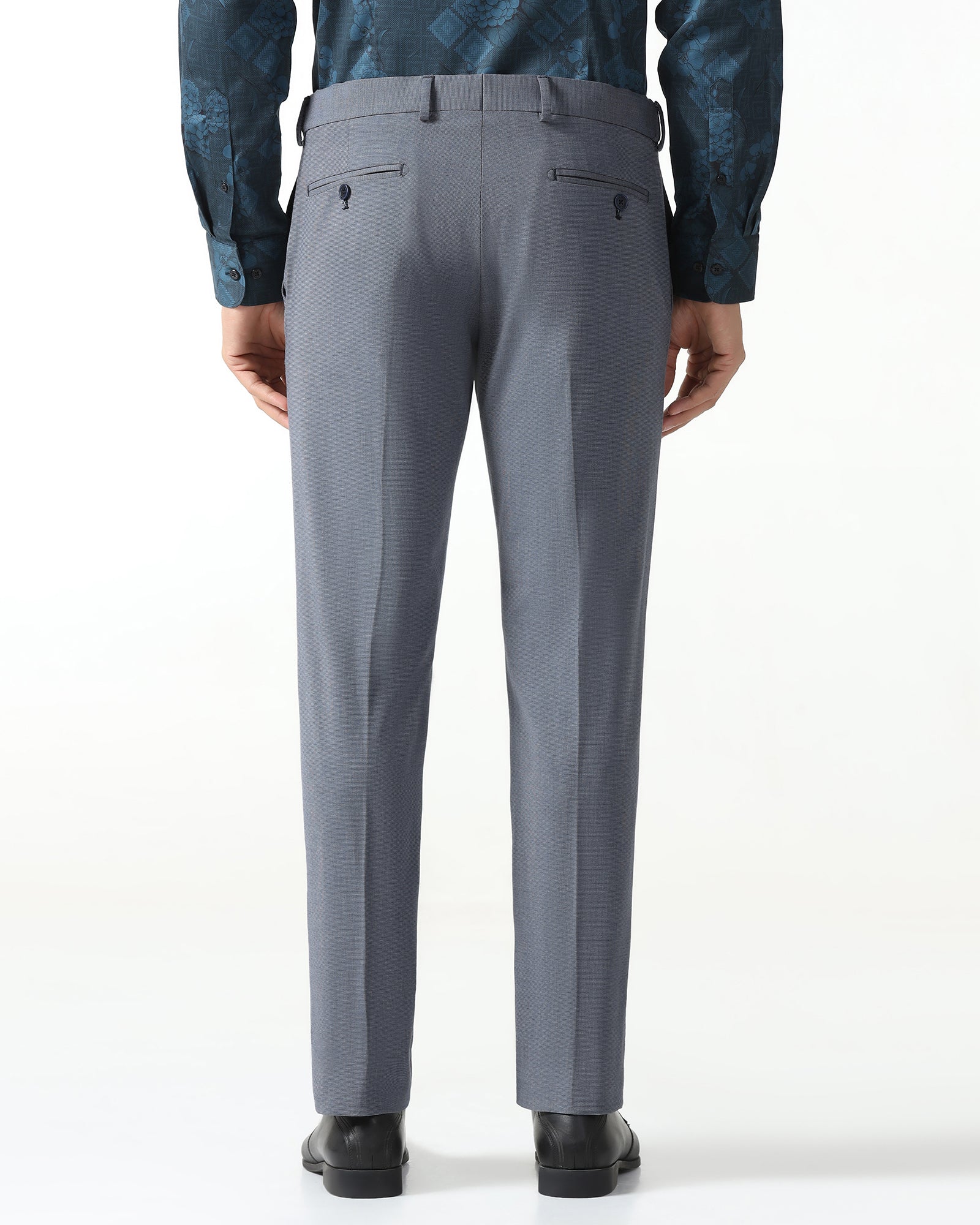 Slim Comfort B-95 Formal Navy Textured Trouser - Hilton