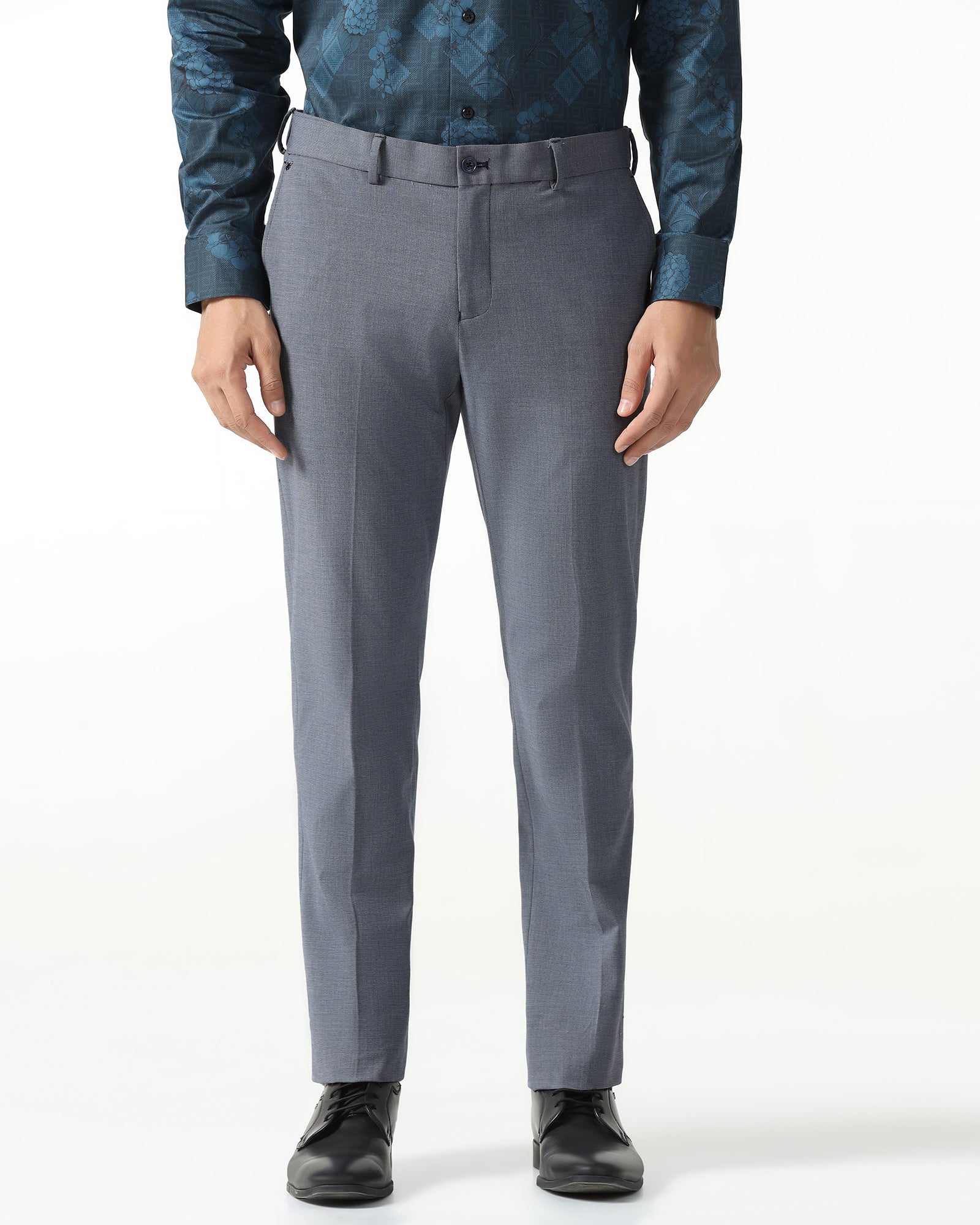Slim Comfort B-95 Formal Navy Textured Trouser - Hilton