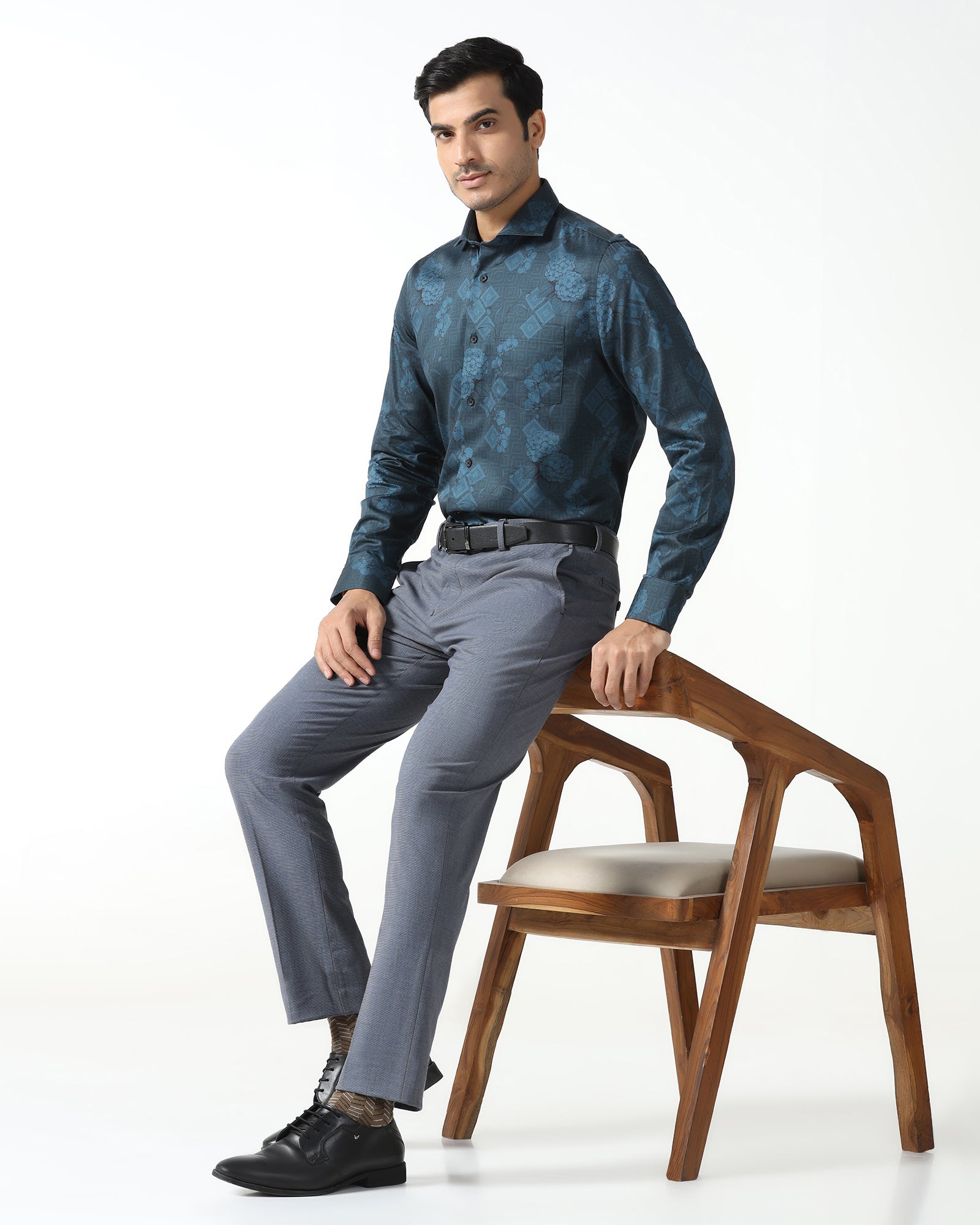 Slim Comfort B-95 Formal Navy Textured Trouser - Hilton