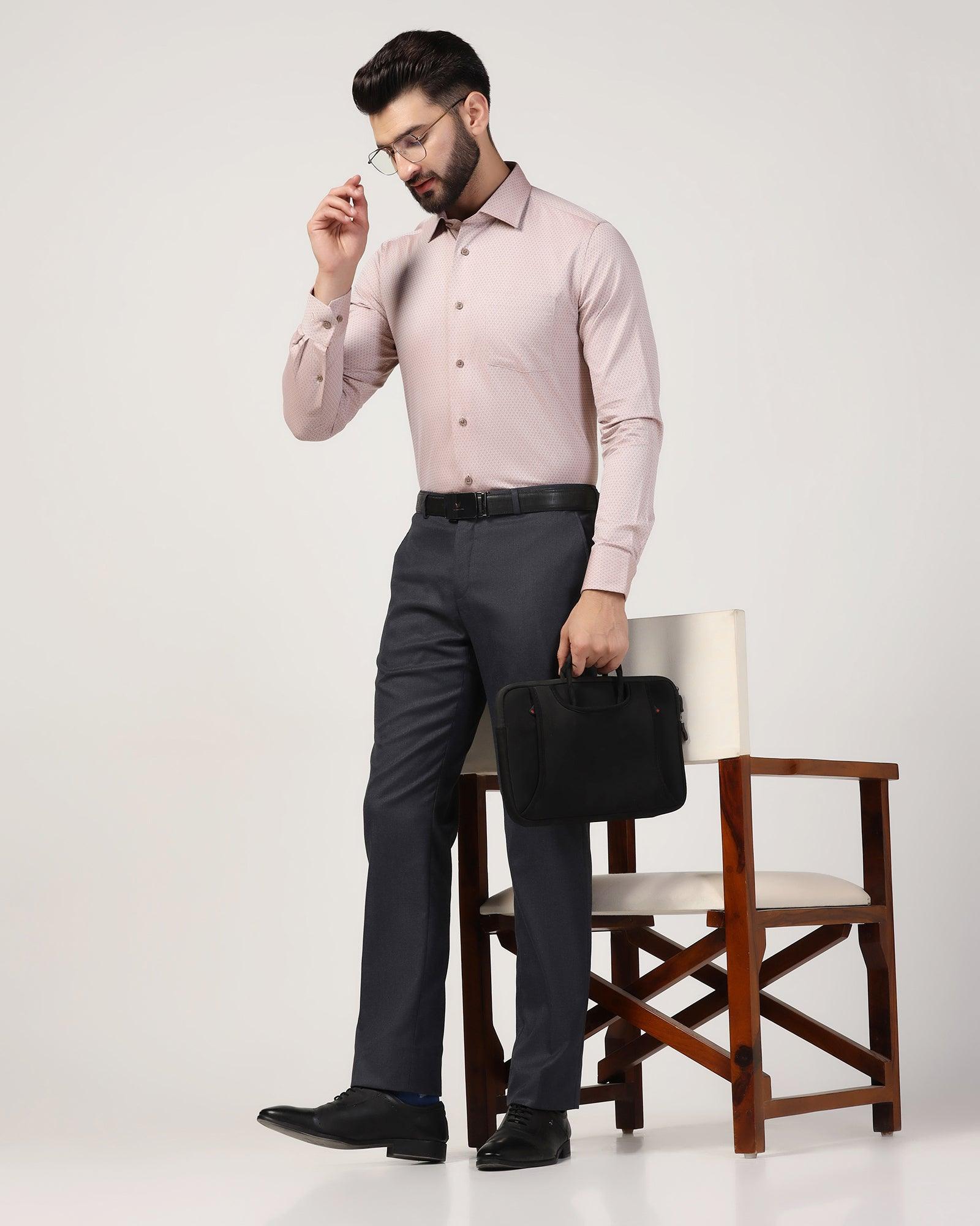 Slim Comfort B-95 Formal Navy Textured Trouser - Jimy - Blackberrys