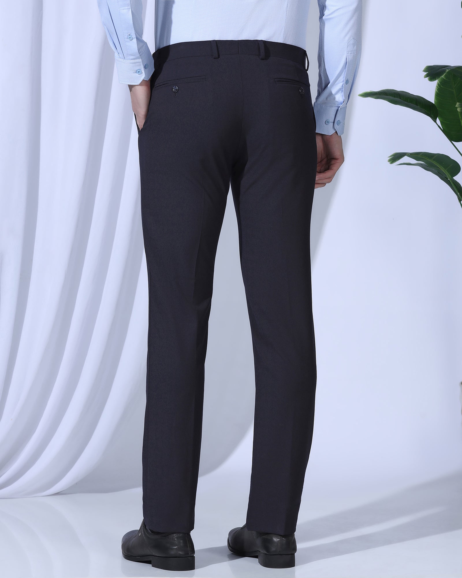 Slim Comfort B-95 Formal Navy Textured Trouser - July