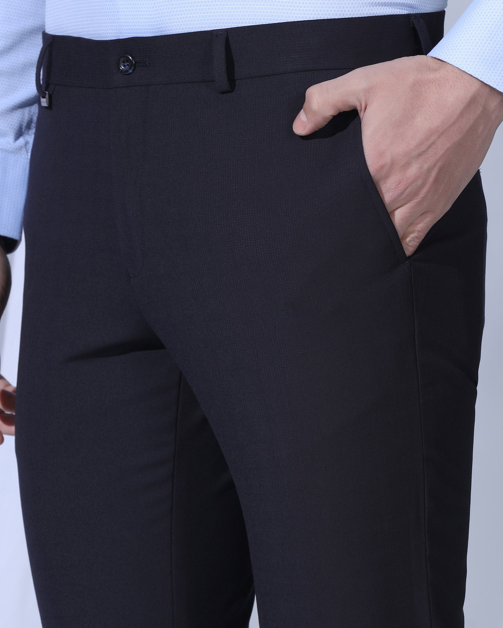 Slim Comfort B-95 Formal Navy Textured Trouser - July