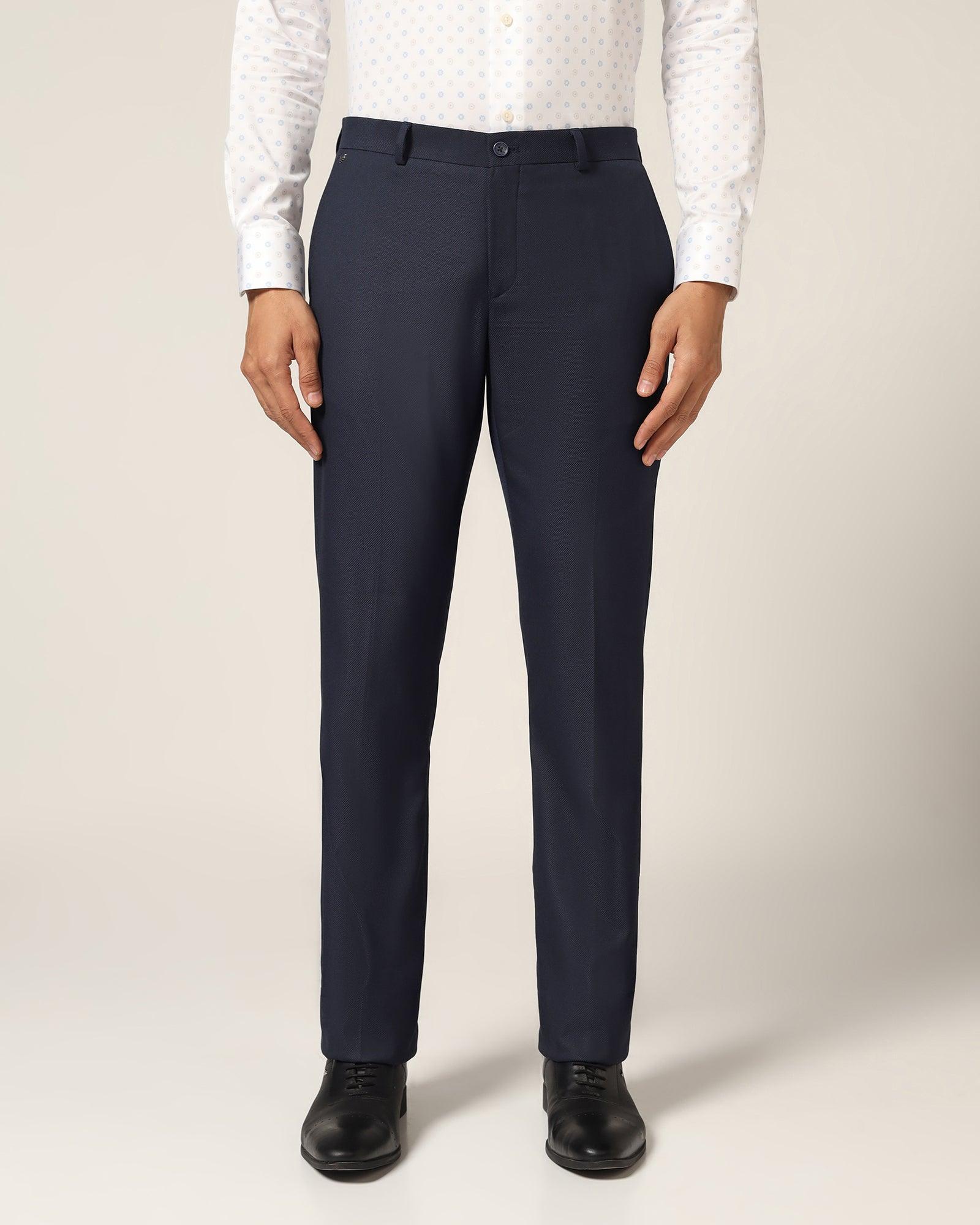 Slim Comfort B-95 Formal Navy Textured Trouser - Luna - Blackberrys
