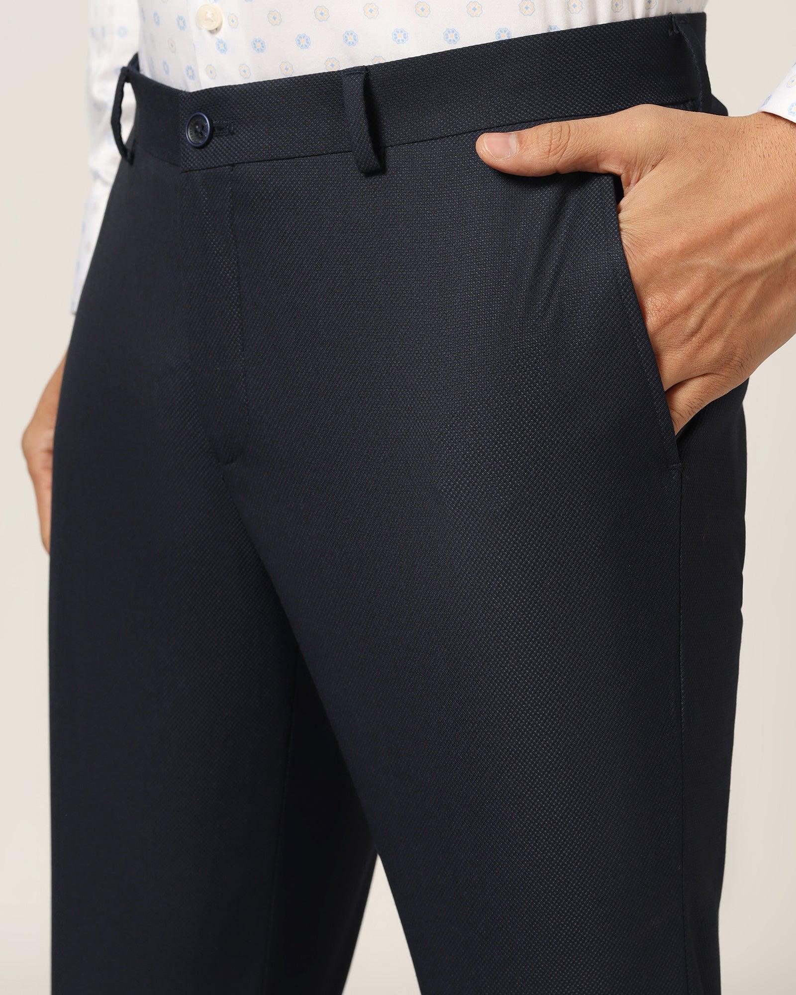 Slim Comfort B-95 Formal Navy Textured Trouser - Luna - Blackberrys