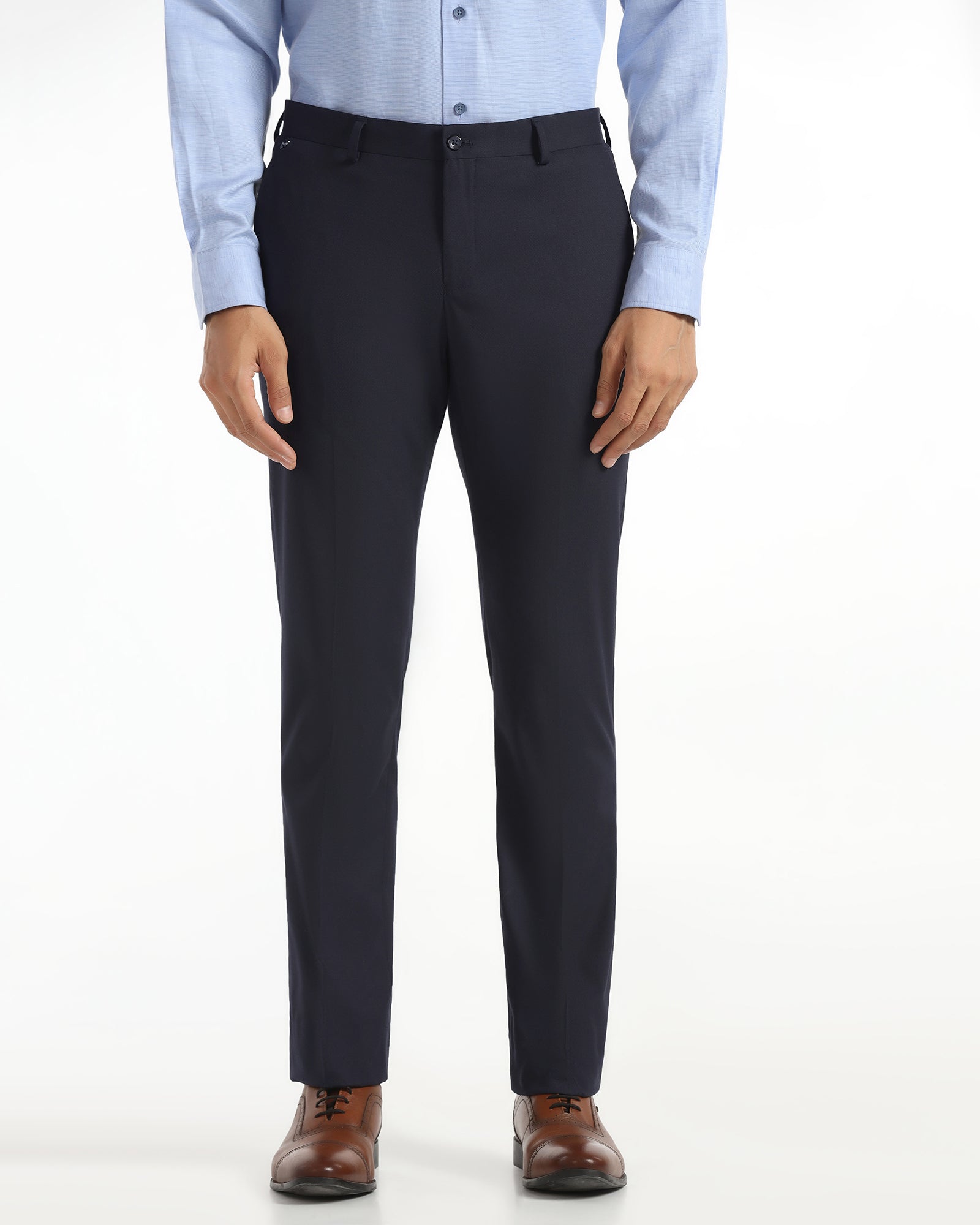 Slim Comfort B-95 Formal Navy Textured Trouser - Saint