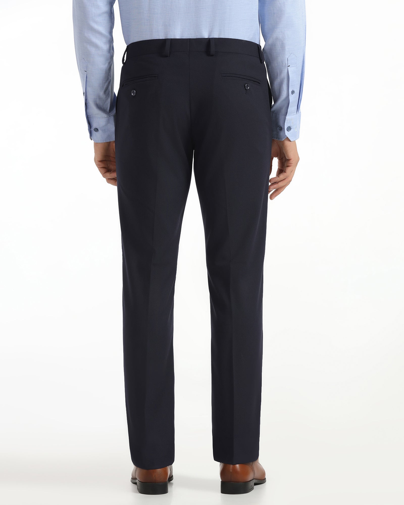 Slim Comfort B-95 Formal Navy Textured Trouser - Saint