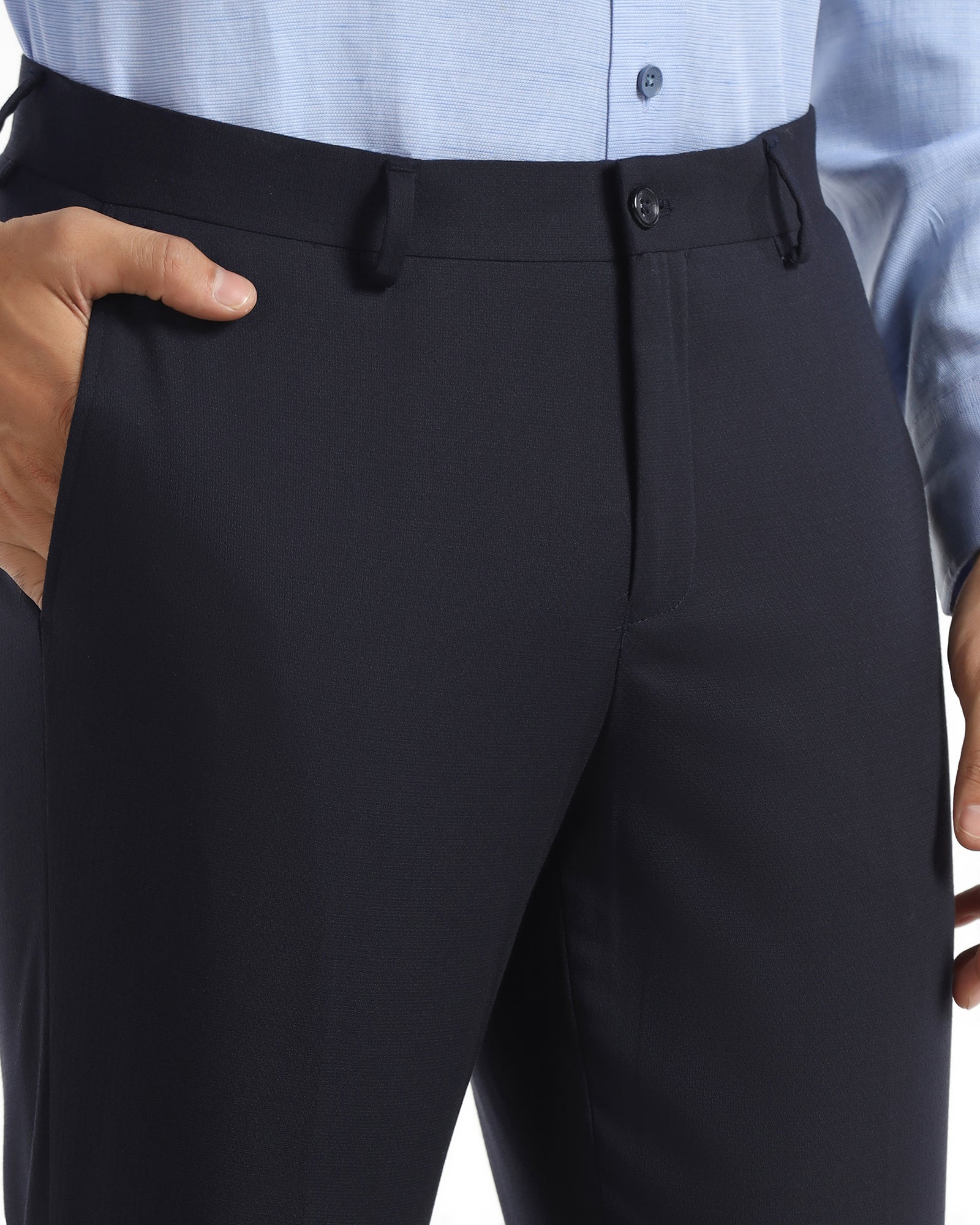 Slim Comfort B-95 Formal Navy Textured Trouser - Saint