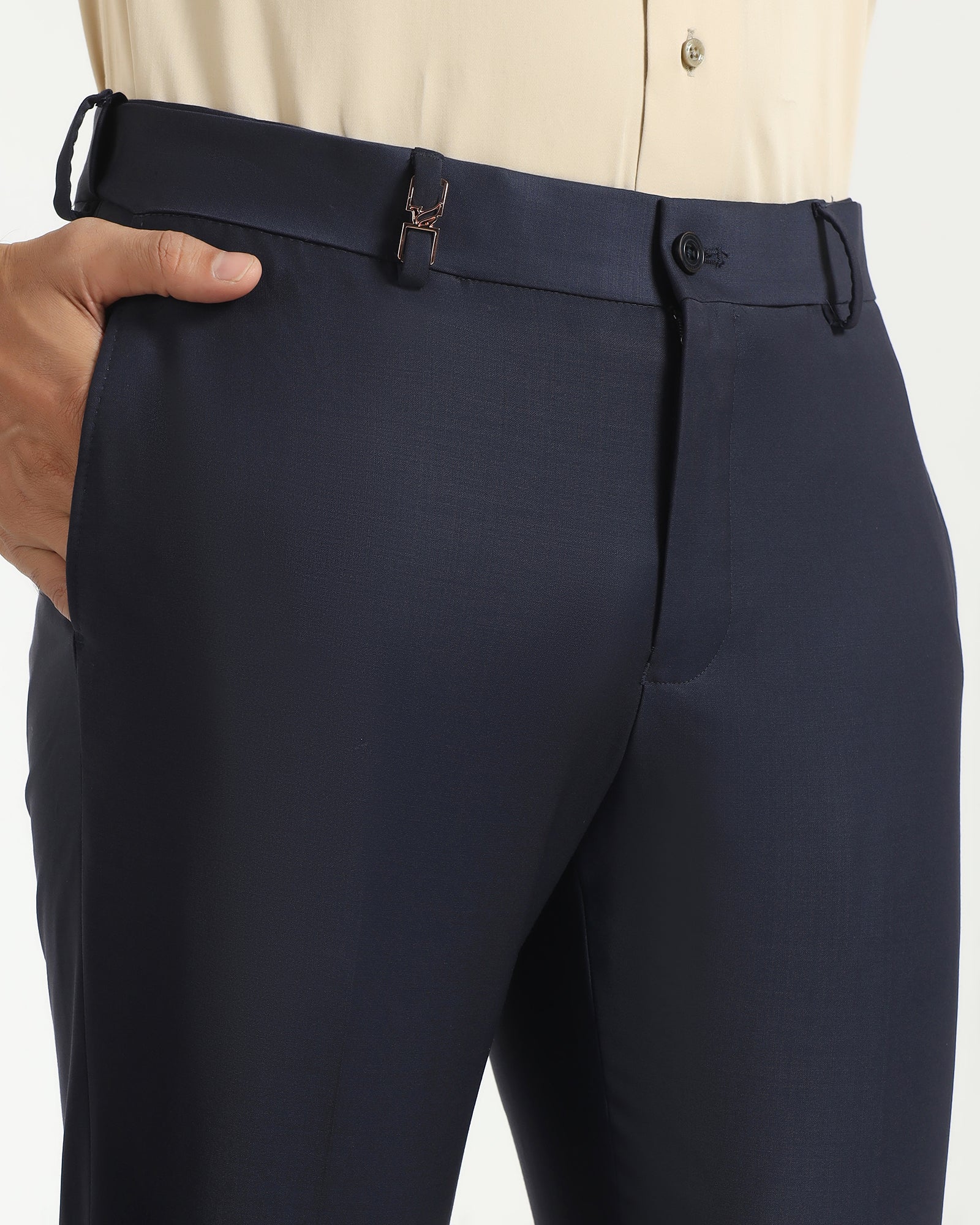 Slim Comfort B-95 Luxe Formal Navy Solid Trouser - Lamborghini