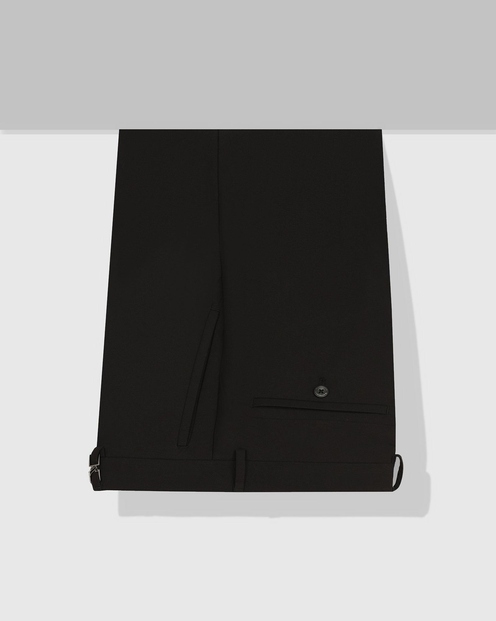 Slim Fit B-91 Formal Black Solid Trouser - Black