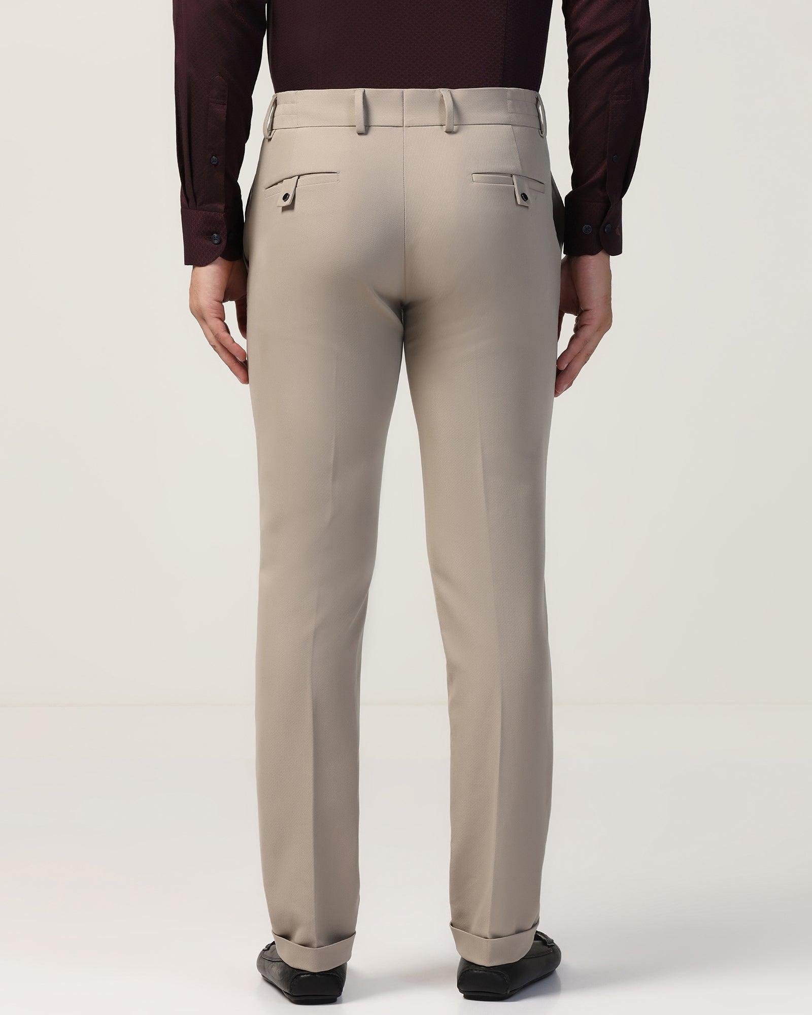 Slim Fit B-91 Formal Beige Solid Trouser - Hayabusa