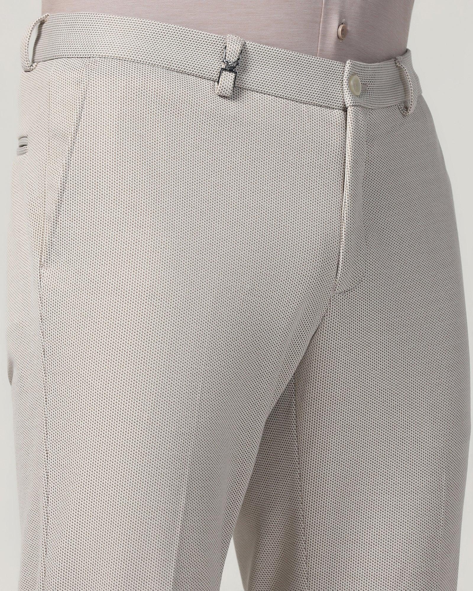 Slim Fit B-91 Formal Beige Textured Trouser - Hummer