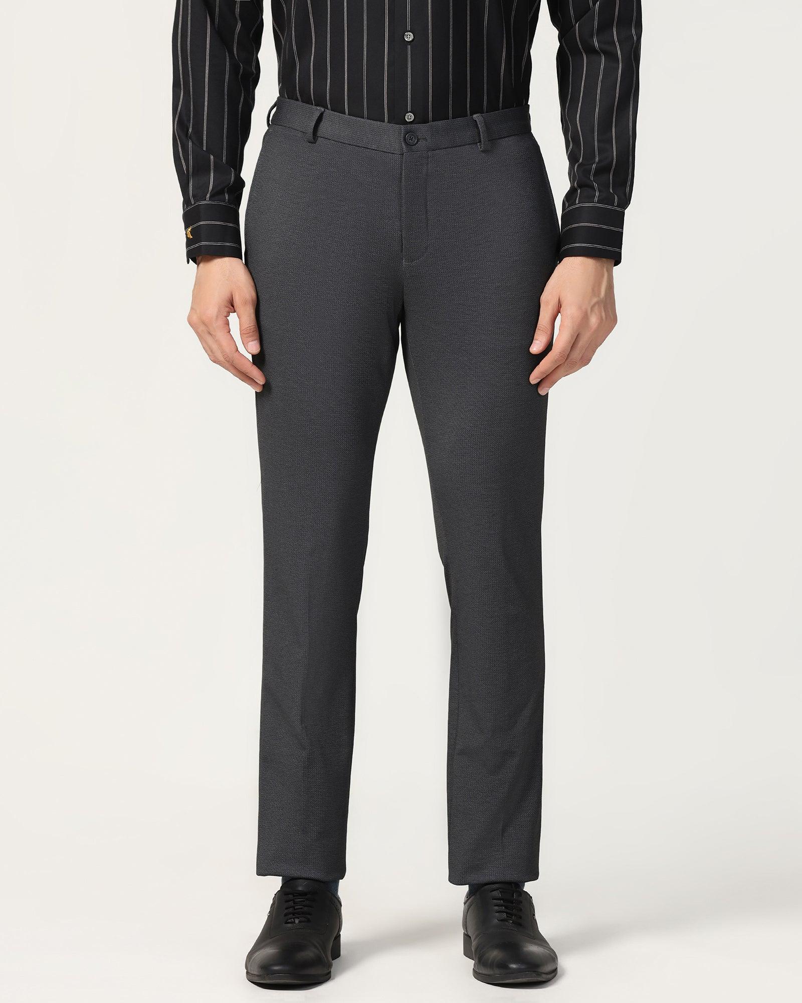 Slim Fit B-91 Formal Black Printed Trouser - Harrier