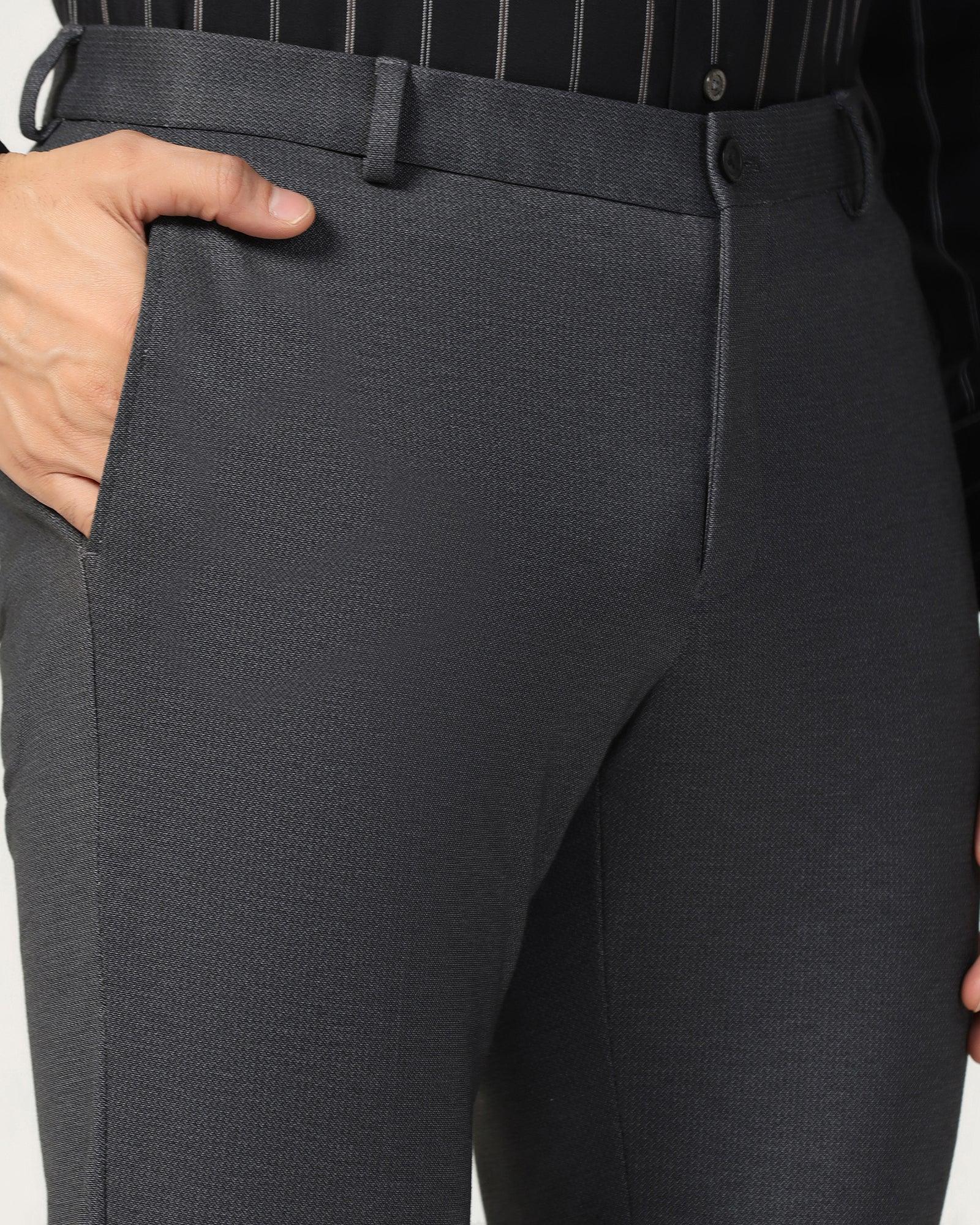 Slim Fit B-91 Formal Black Printed Trouser - Harrier